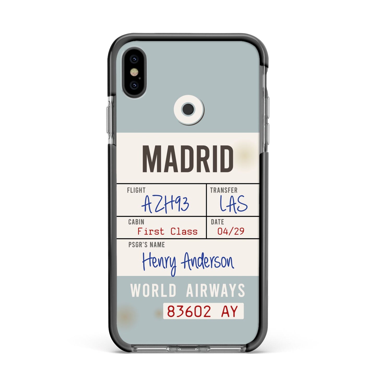 Baggage Tag Apple iPhone Xs Max Impact Case Black Edge on Black Phone