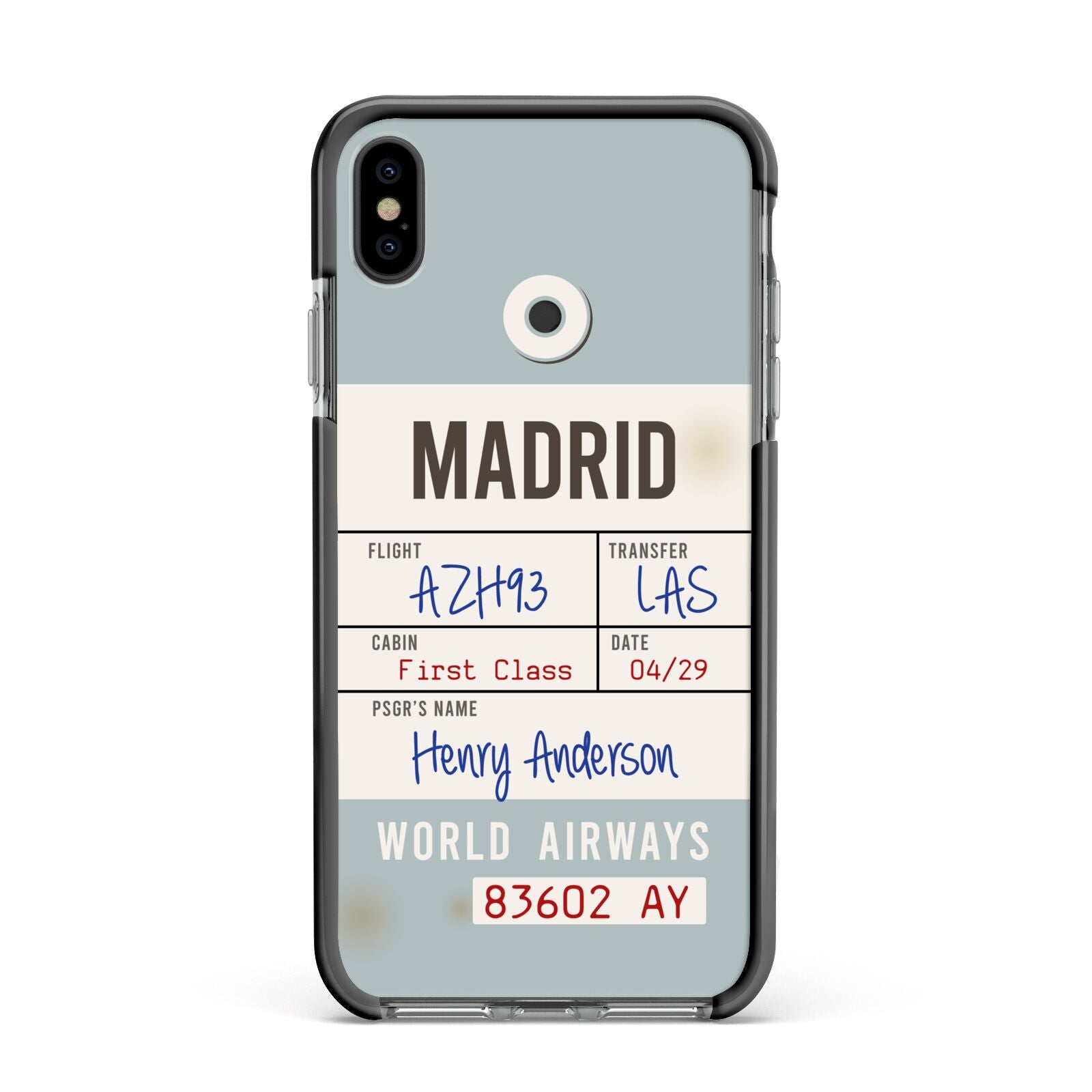 Baggage Tag Apple iPhone Xs Max Impact Case Black Edge on Black Phone