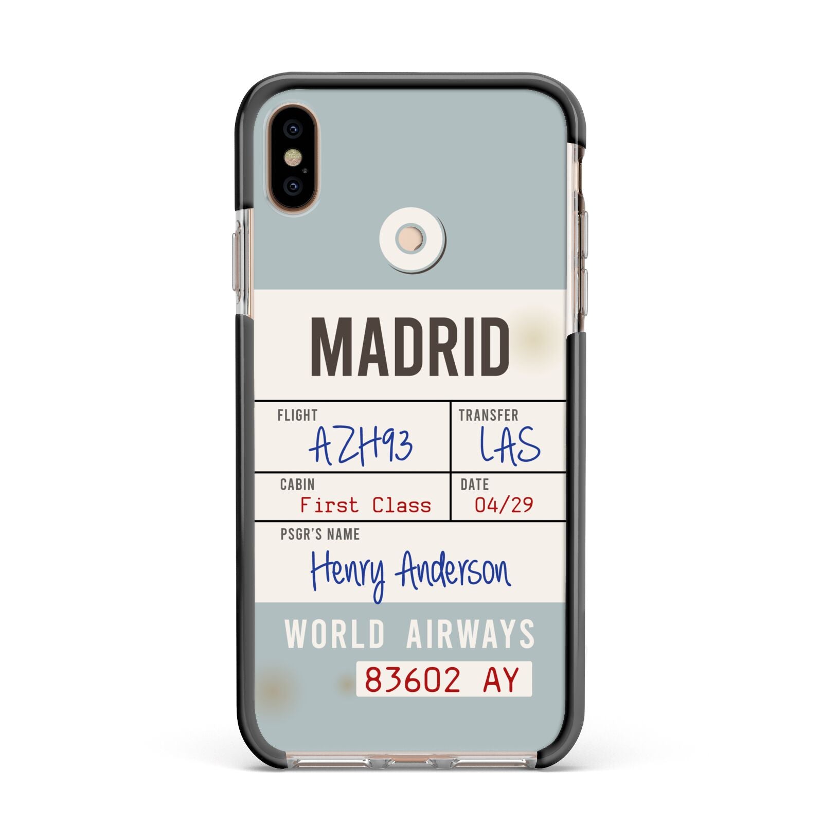 Baggage Tag Apple iPhone Xs Max Impact Case Black Edge on Gold Phone