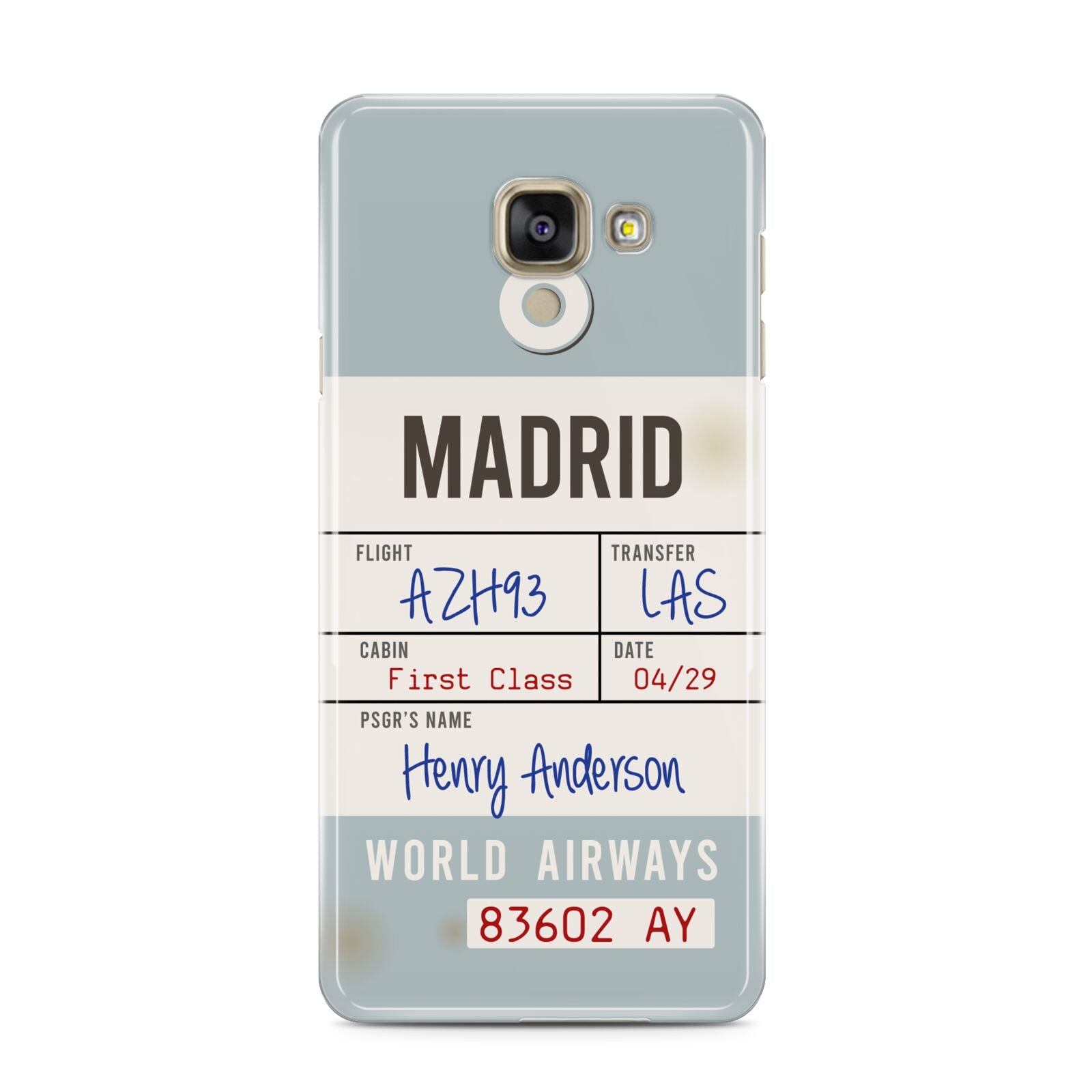 Baggage Tag Samsung Galaxy A3 2016 Case on gold phone