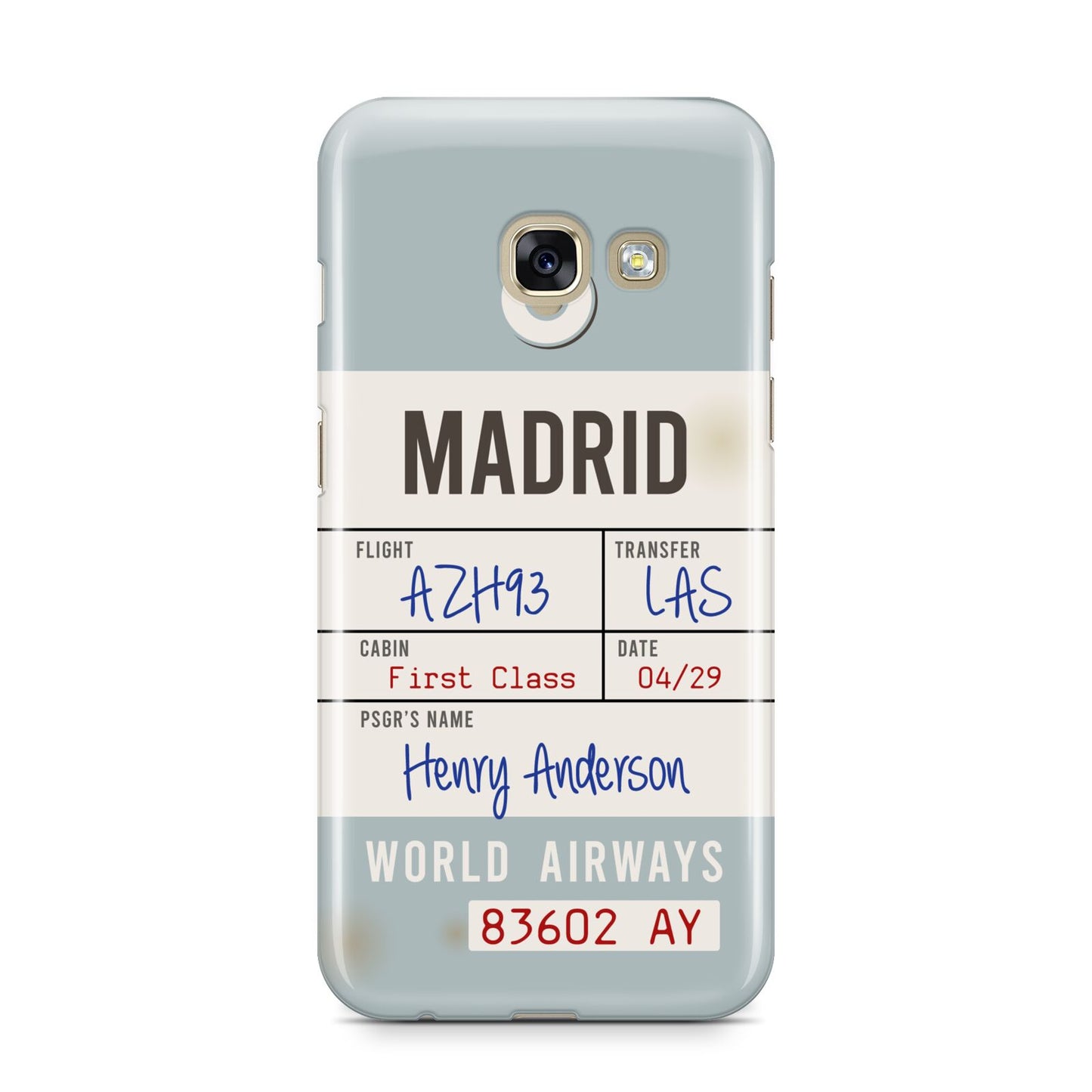 Baggage Tag Samsung Galaxy A3 2017 Case on gold phone