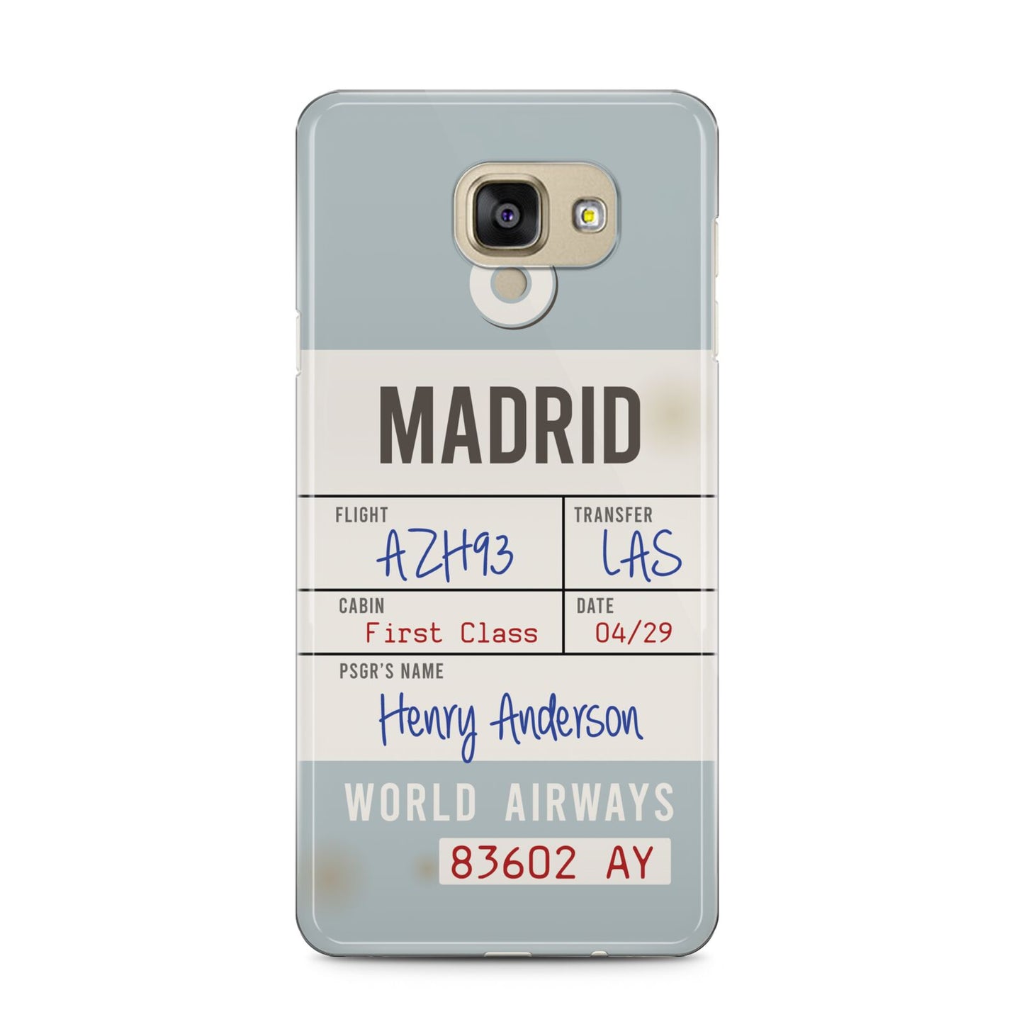Baggage Tag Samsung Galaxy A5 2016 Case on gold phone