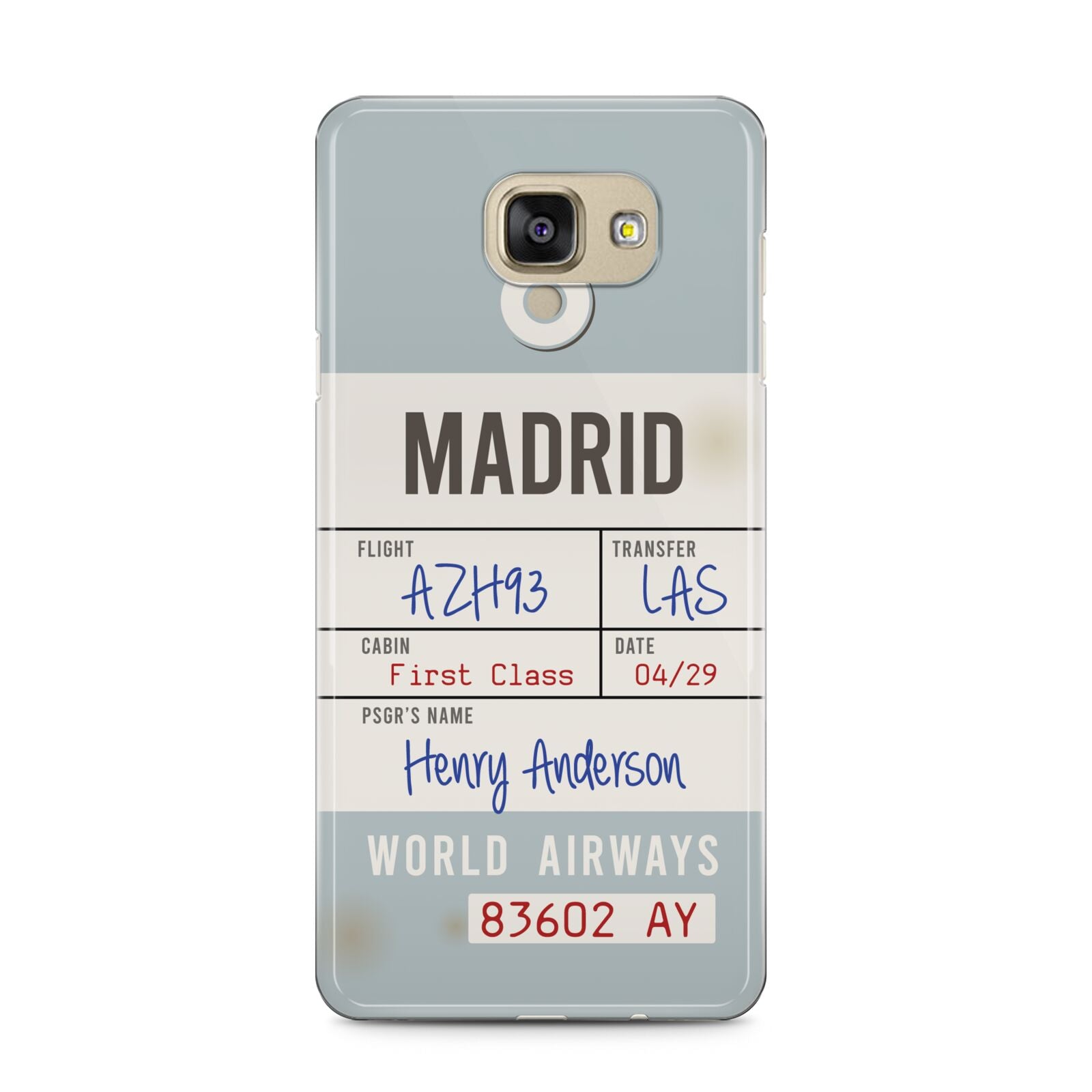 Baggage Tag Samsung Galaxy A5 2016 Case on gold phone