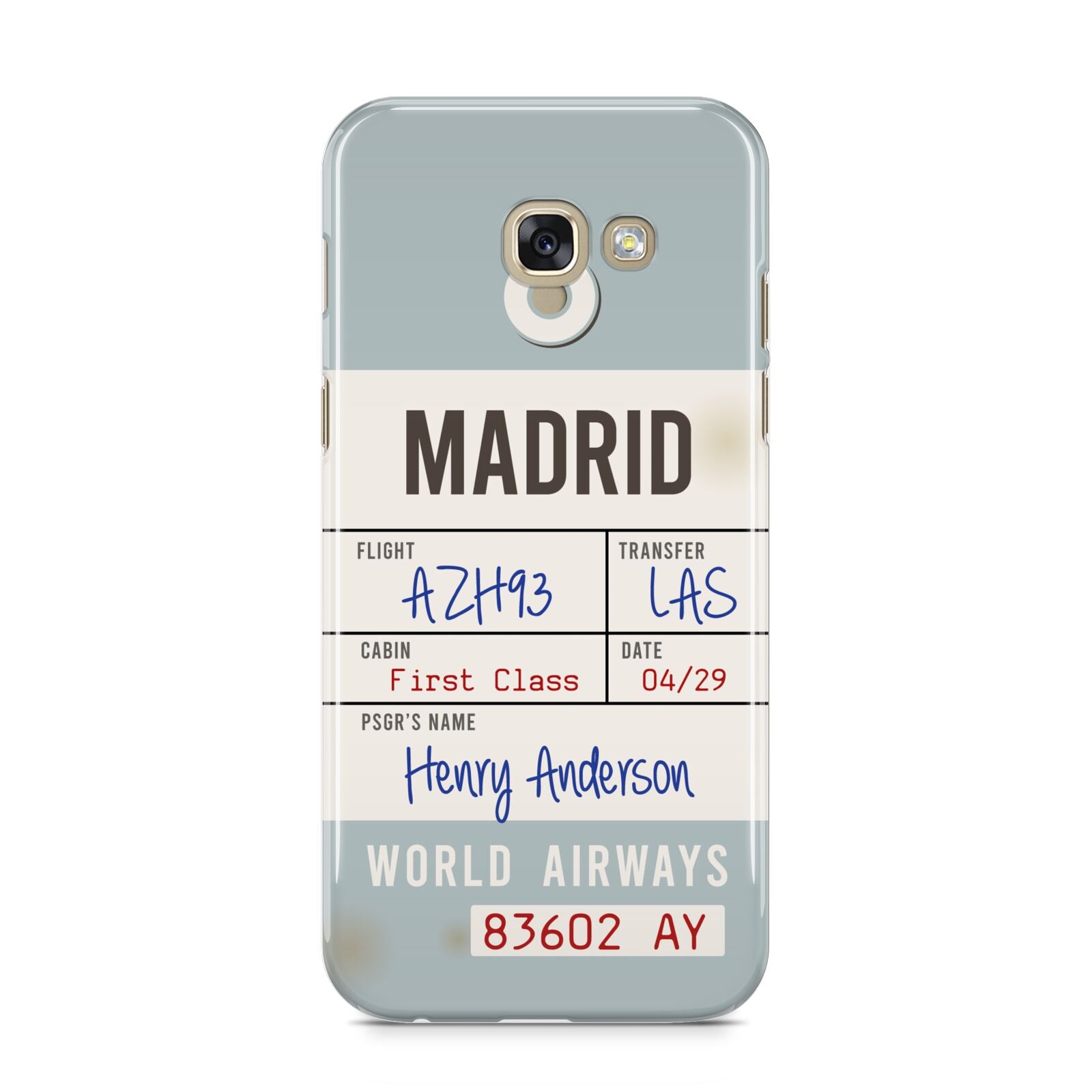 Baggage Tag Samsung Galaxy A5 2017 Case on gold phone