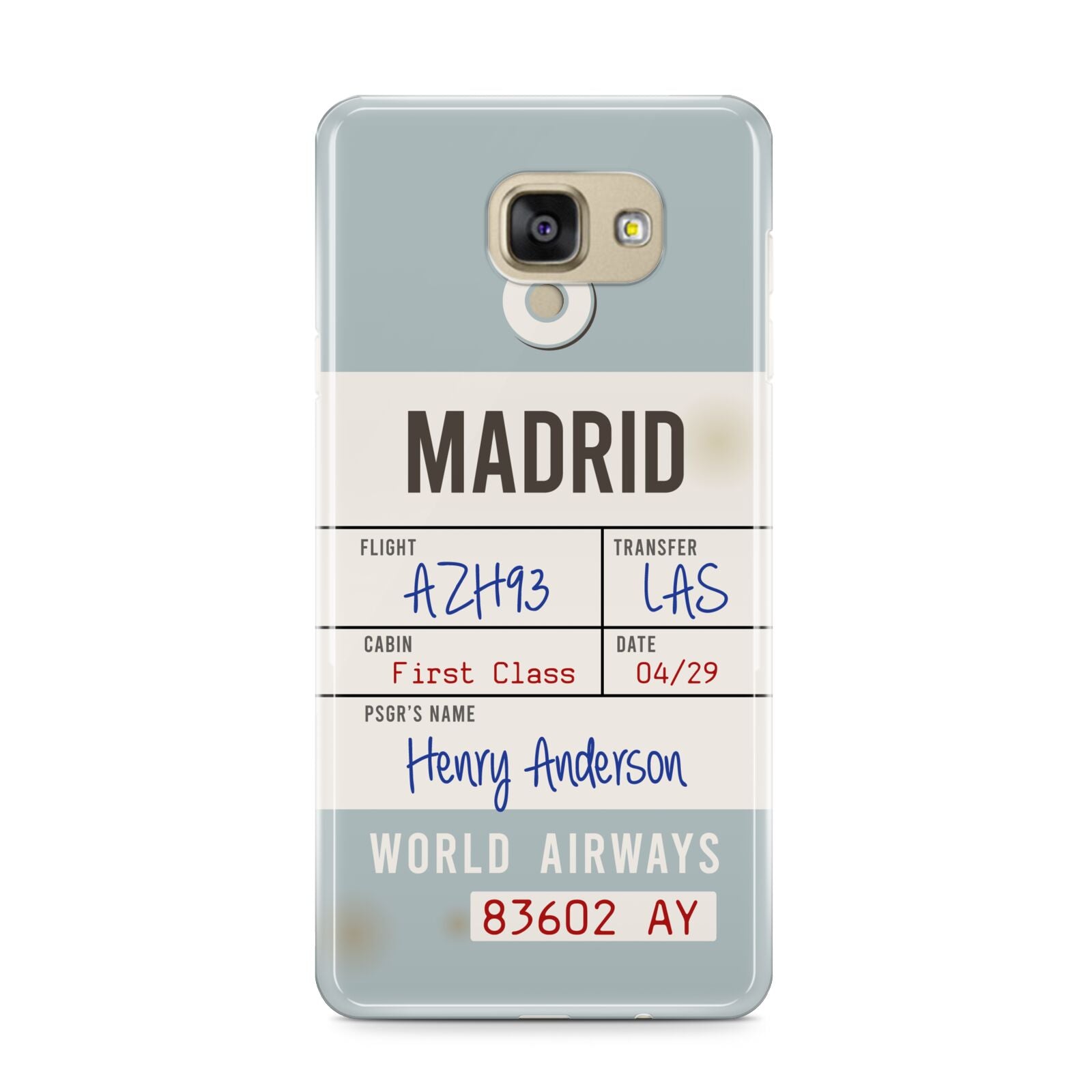 Baggage Tag Samsung Galaxy A9 2016 Case on gold phone