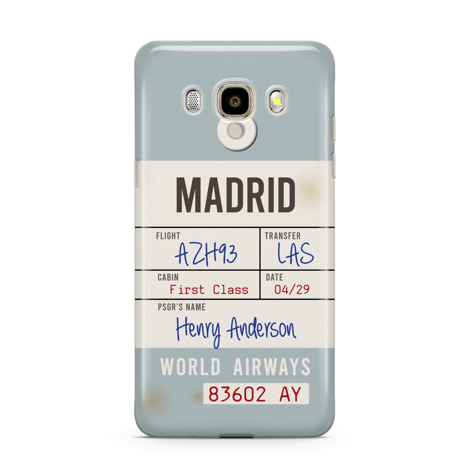 Baggage Tag Samsung Galaxy J7 2016 Case on gold phone