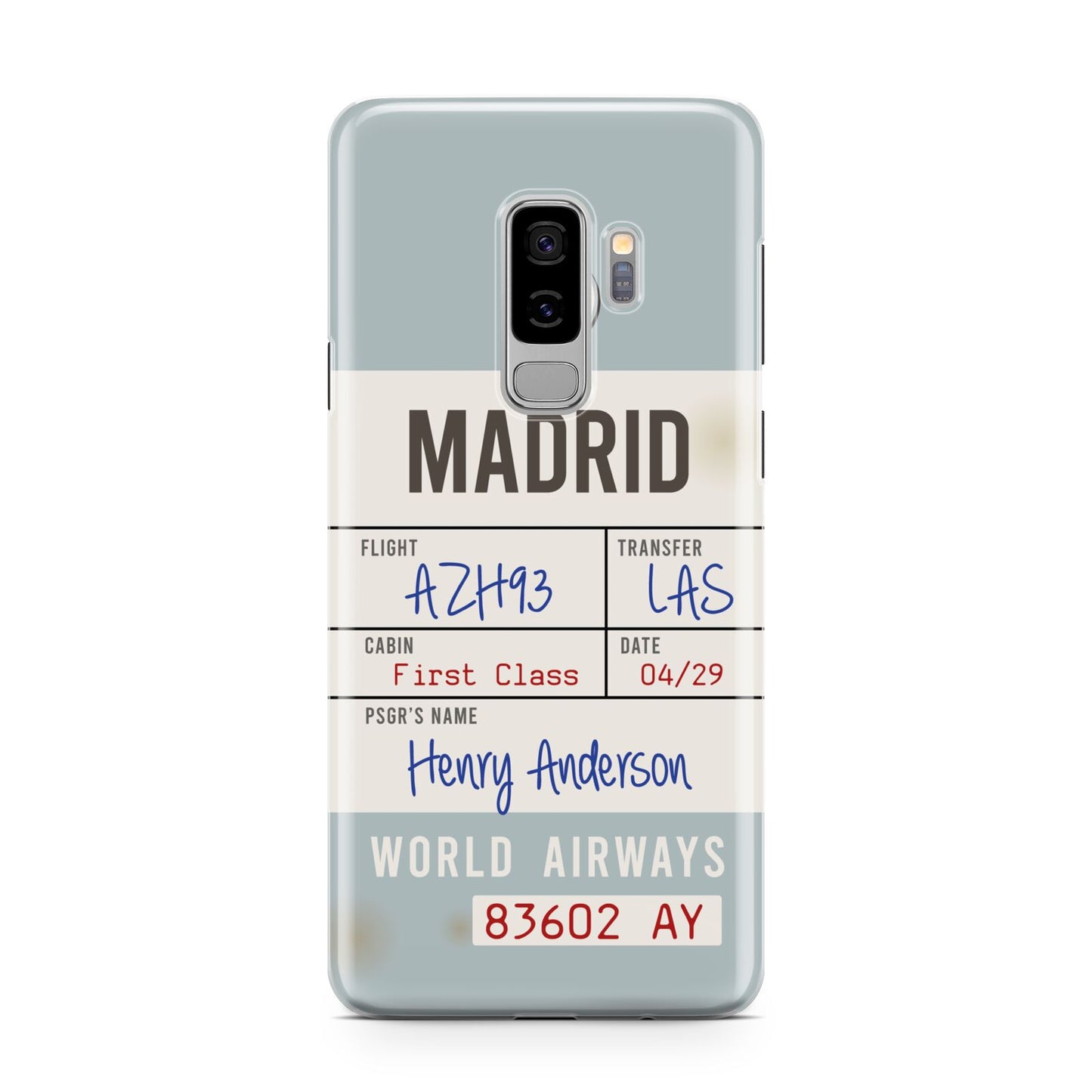 Baggage Tag Samsung Galaxy S9 Plus Case on Silver phone