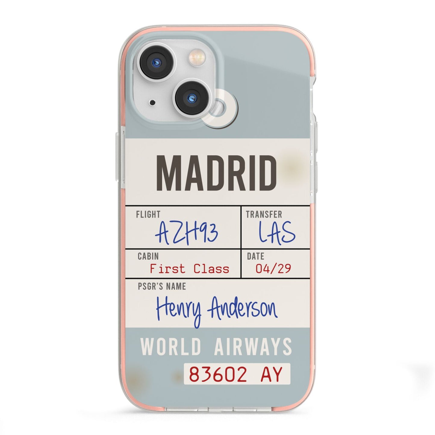 Baggage Tag iPhone 13 Mini TPU Impact Case with Pink Edges