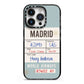 Baggage Tag iPhone 14 Pro Black Impact Case on Silver phone