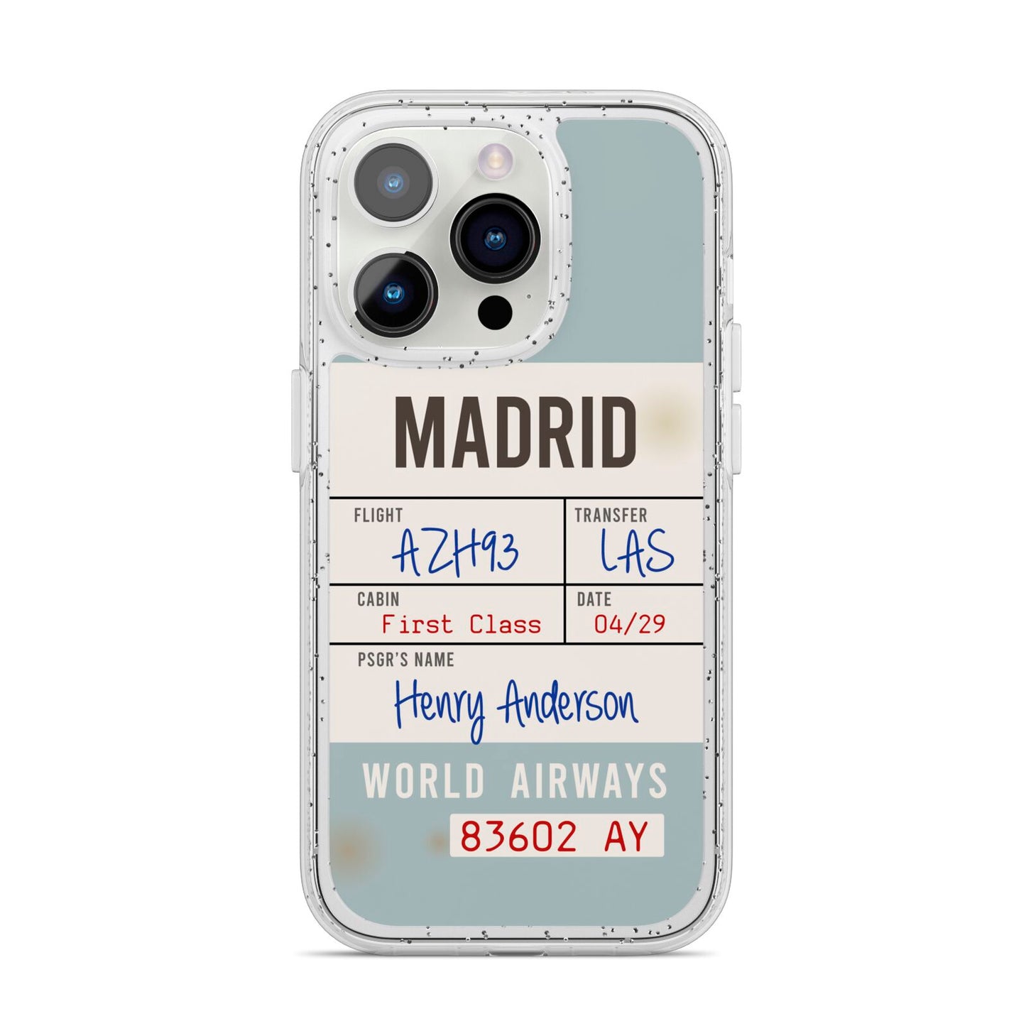 Baggage Tag iPhone 14 Pro Glitter Tough Case Silver