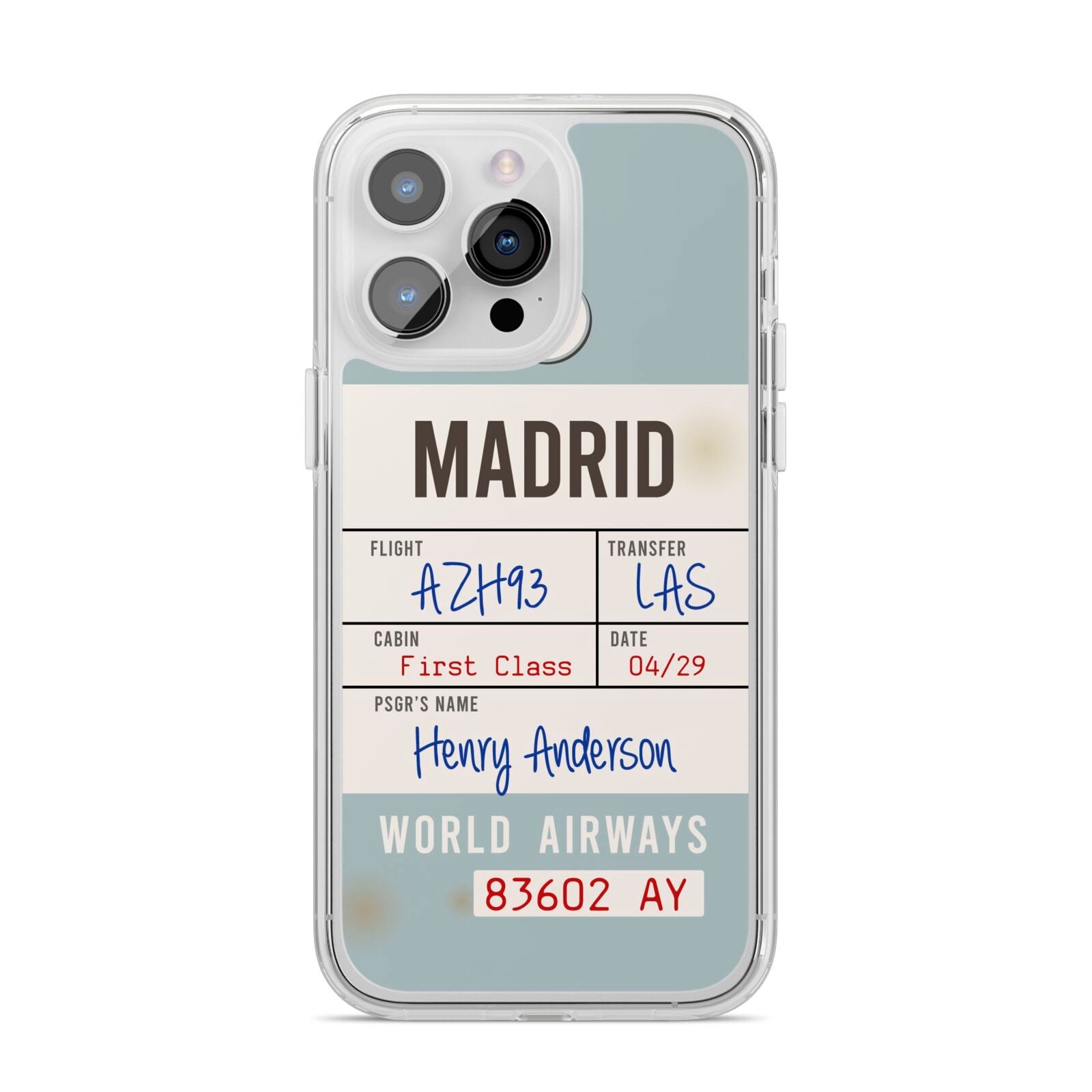 Baggage Tag iPhone 14 Pro Max Clear Tough Case Silver