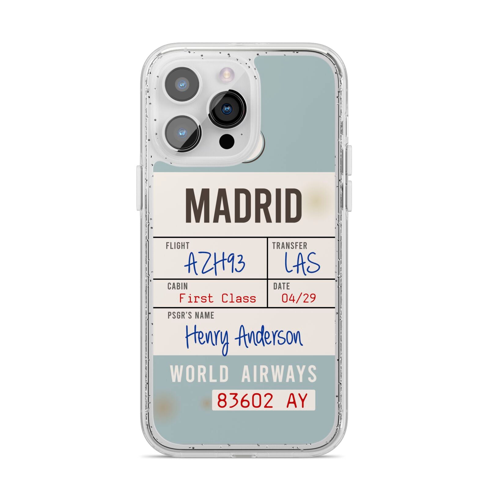 Baggage Tag iPhone 14 Pro Max Glitter Tough Case Silver