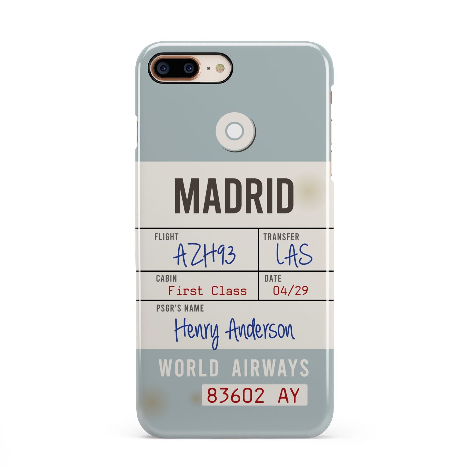Baggage Tag iPhone 8 Plus 3D Snap Case on Gold Phone