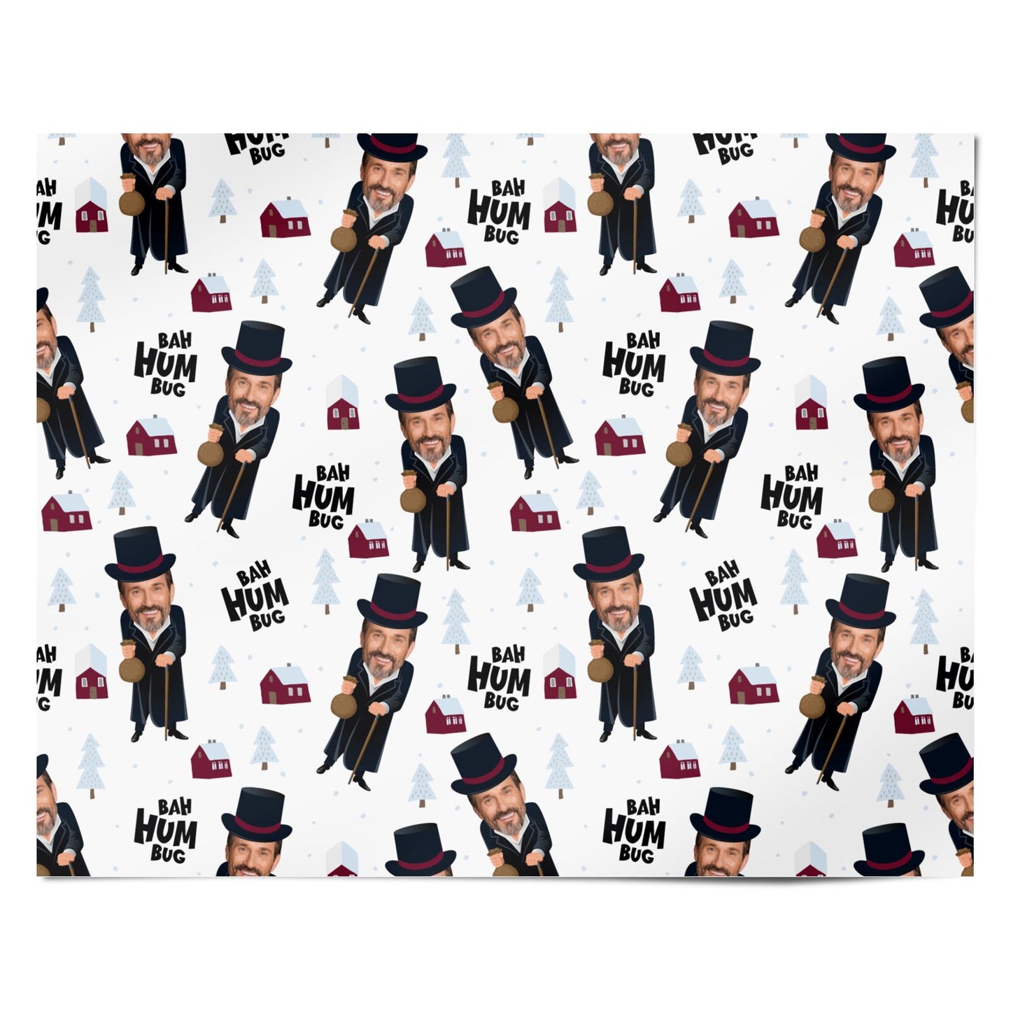 Bah Humbug Photo Face Personalised Christmas Personalised Wrapping Paper Alternative