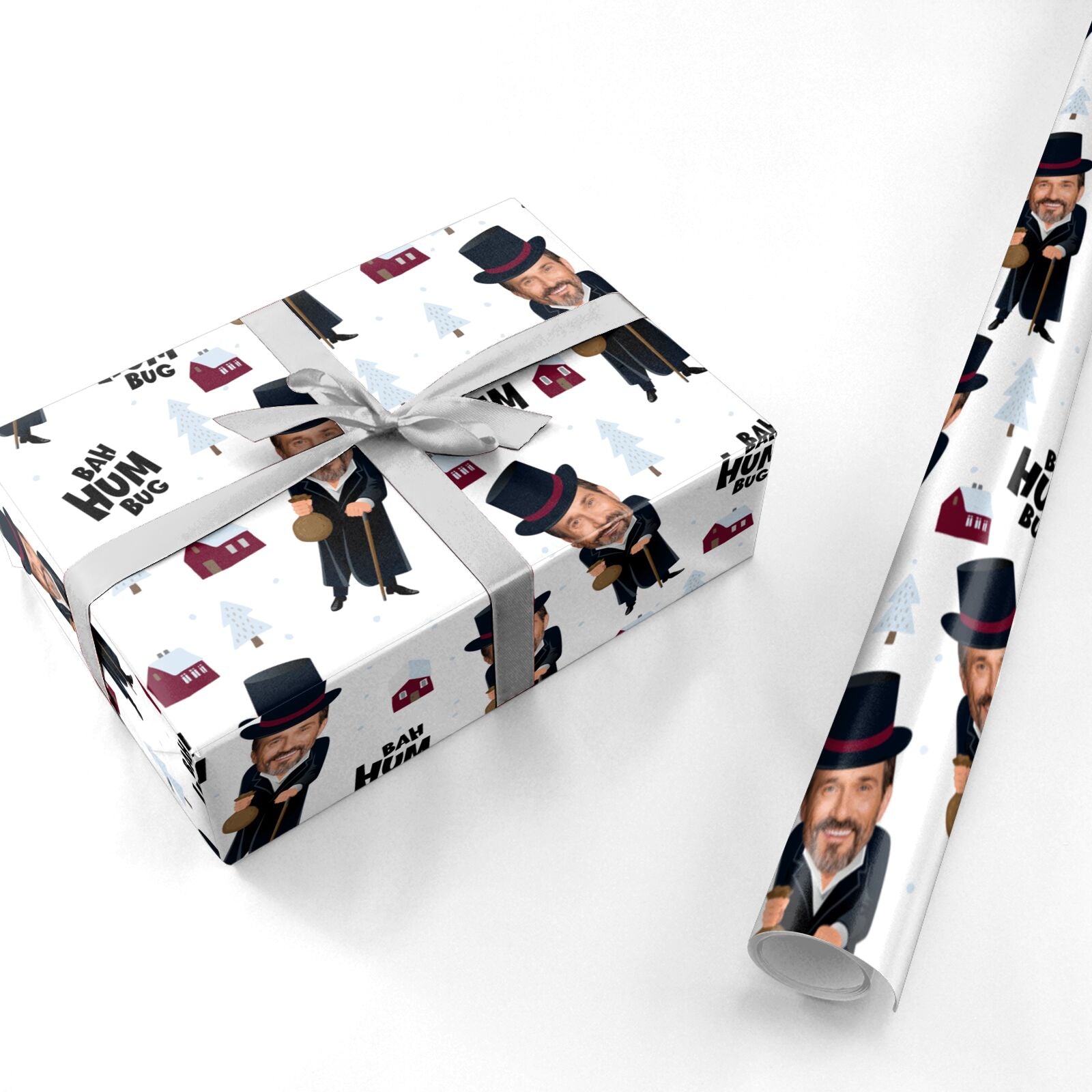 Bah Humbug Photo Face Personalised Christmas Personalised Wrapping Paper