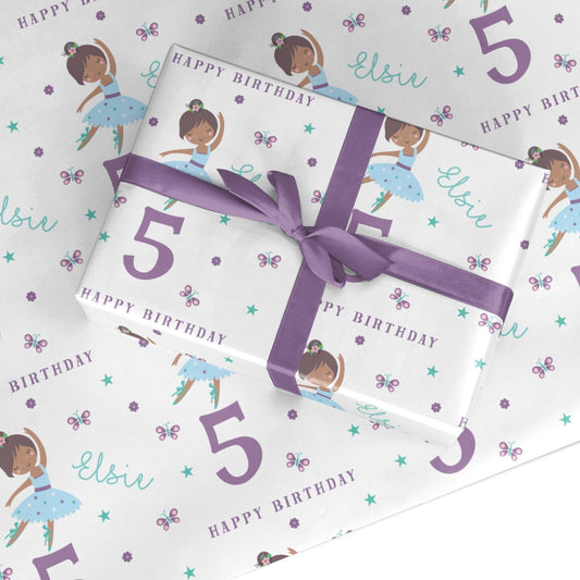 Ballerina Birthday Personalised Custom Wrapping Paper
