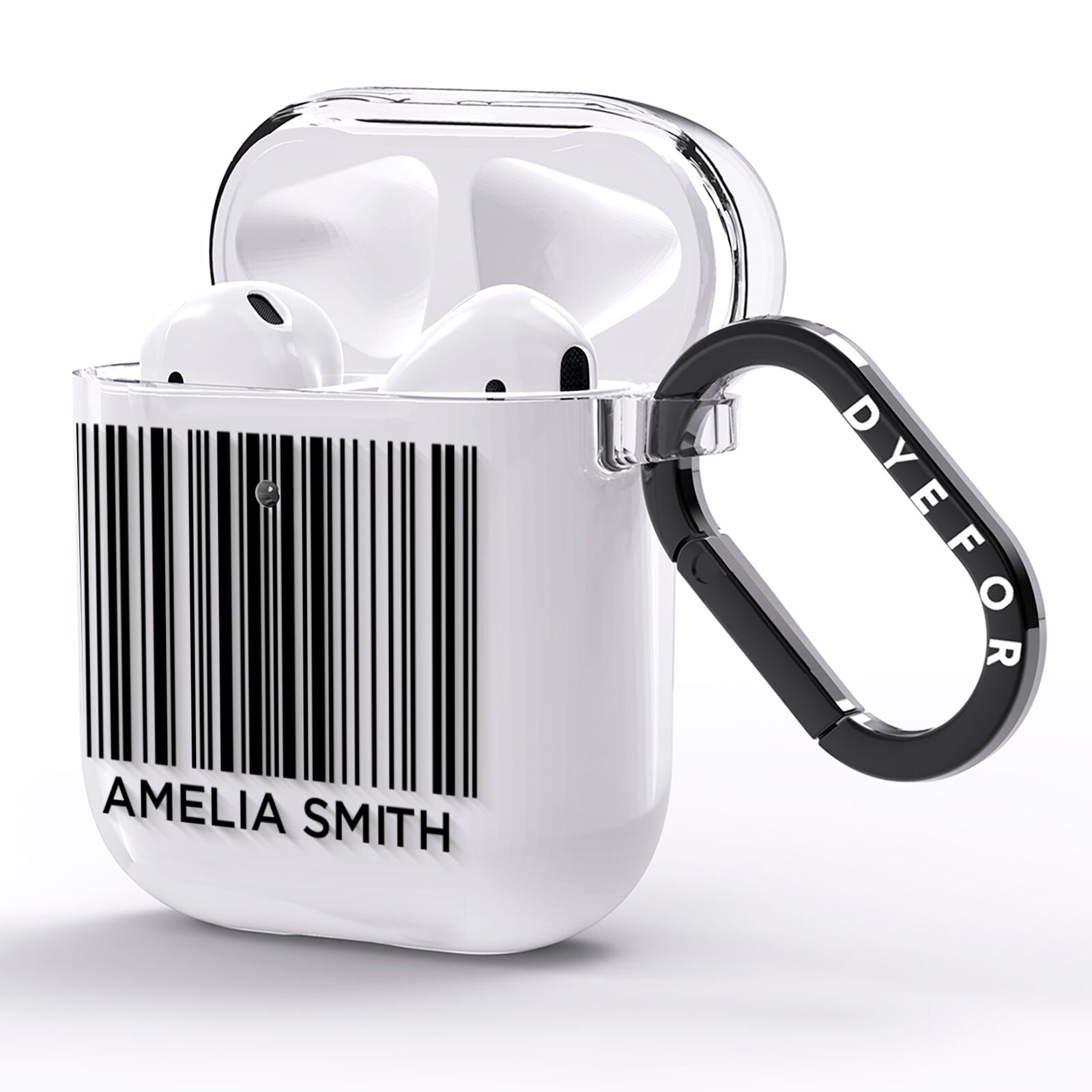 Barcode with Text AirPods Clear Case Side Image