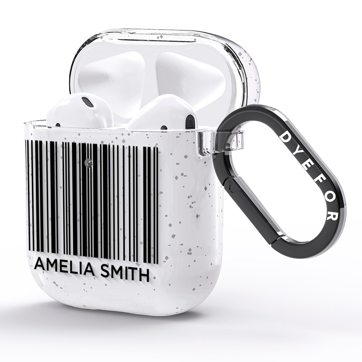 Barcode with Text AirPods Glitter Case Side Image
