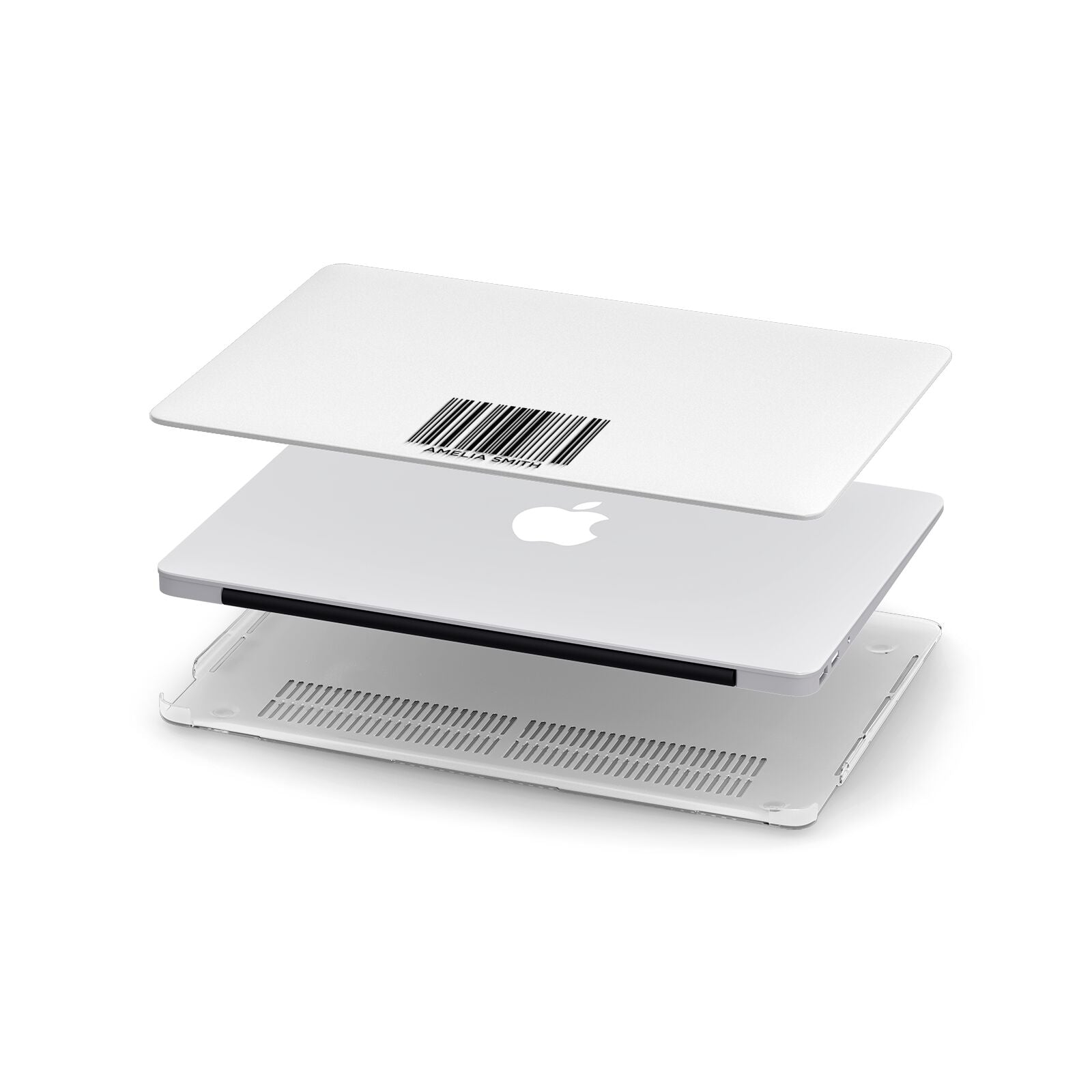 Clear Barcode with Text Apple MacBook Case in Detail