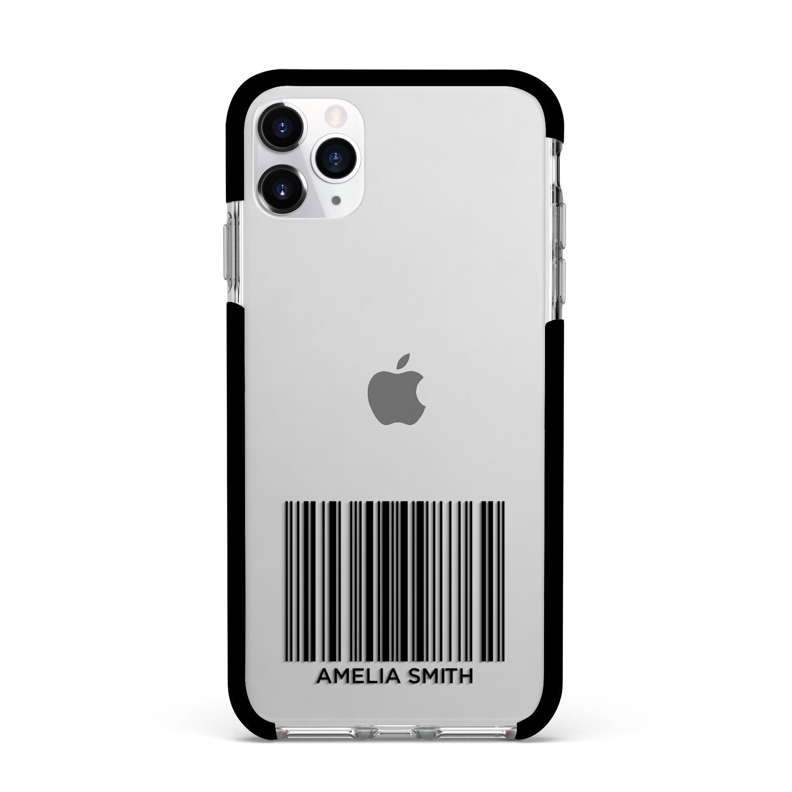 Barcode with Text Apple iPhone 11 Pro Max in Silver with Black Impact Case