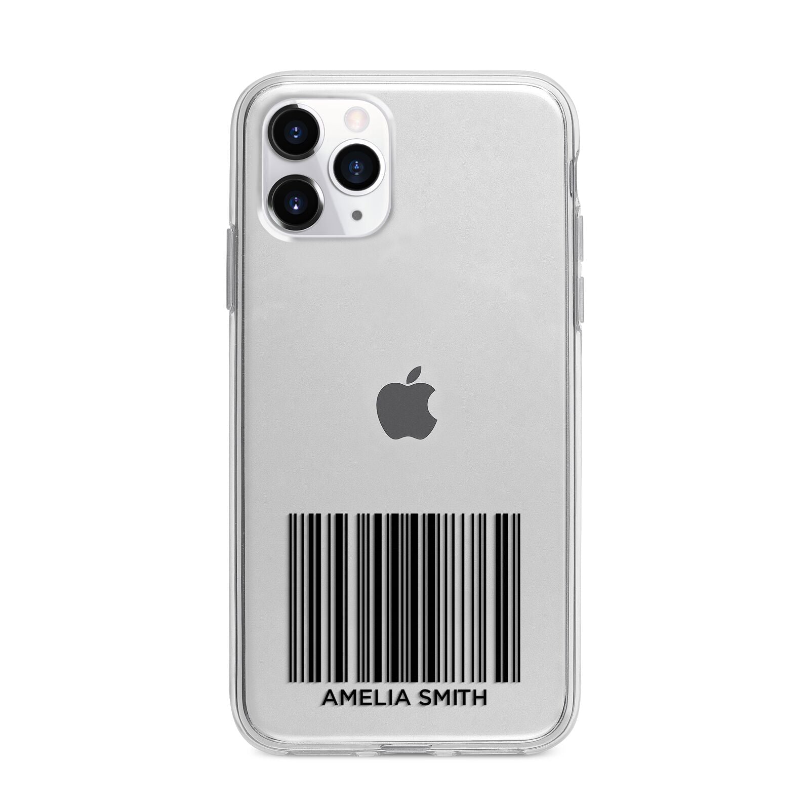Barcode with Text Apple iPhone 11 Pro Max in Silver with Bumper Case
