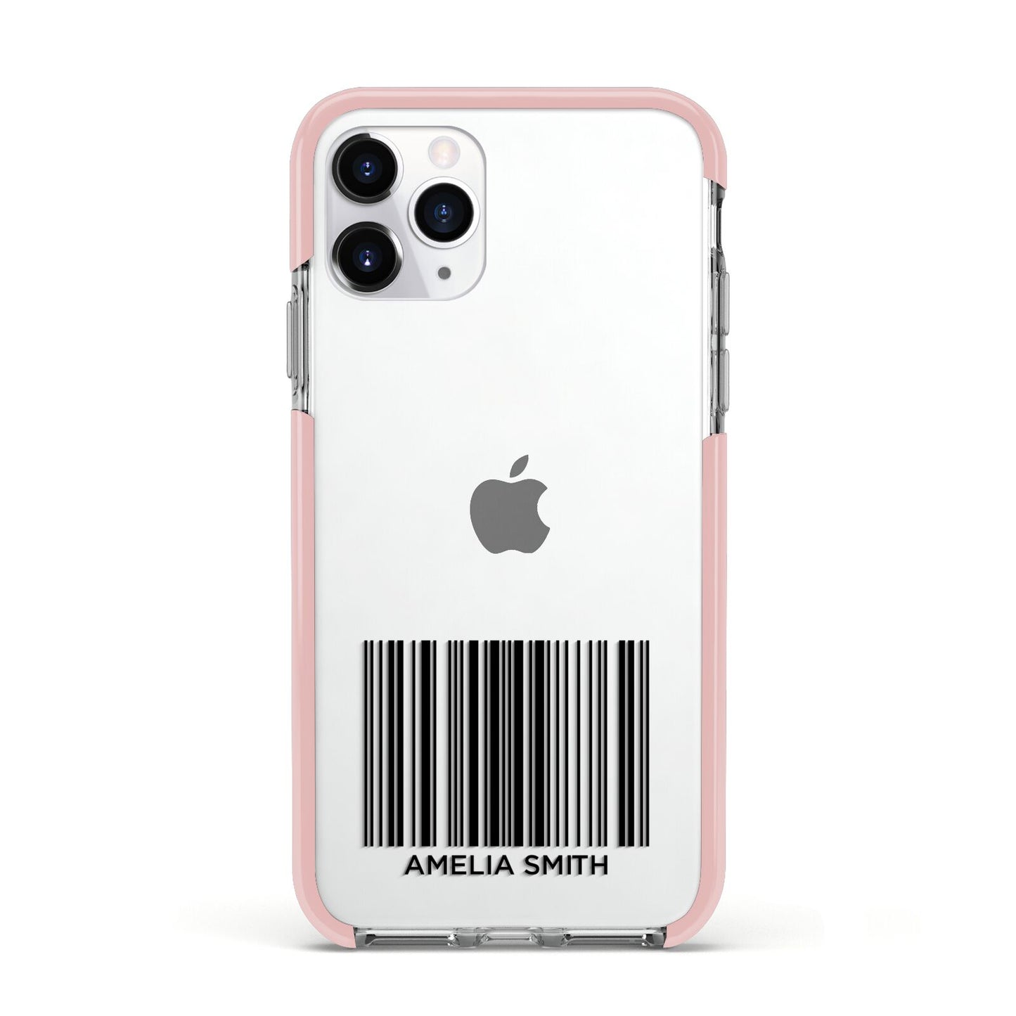 Barcode with Text Apple iPhone 11 Pro in Silver with Pink Impact Case