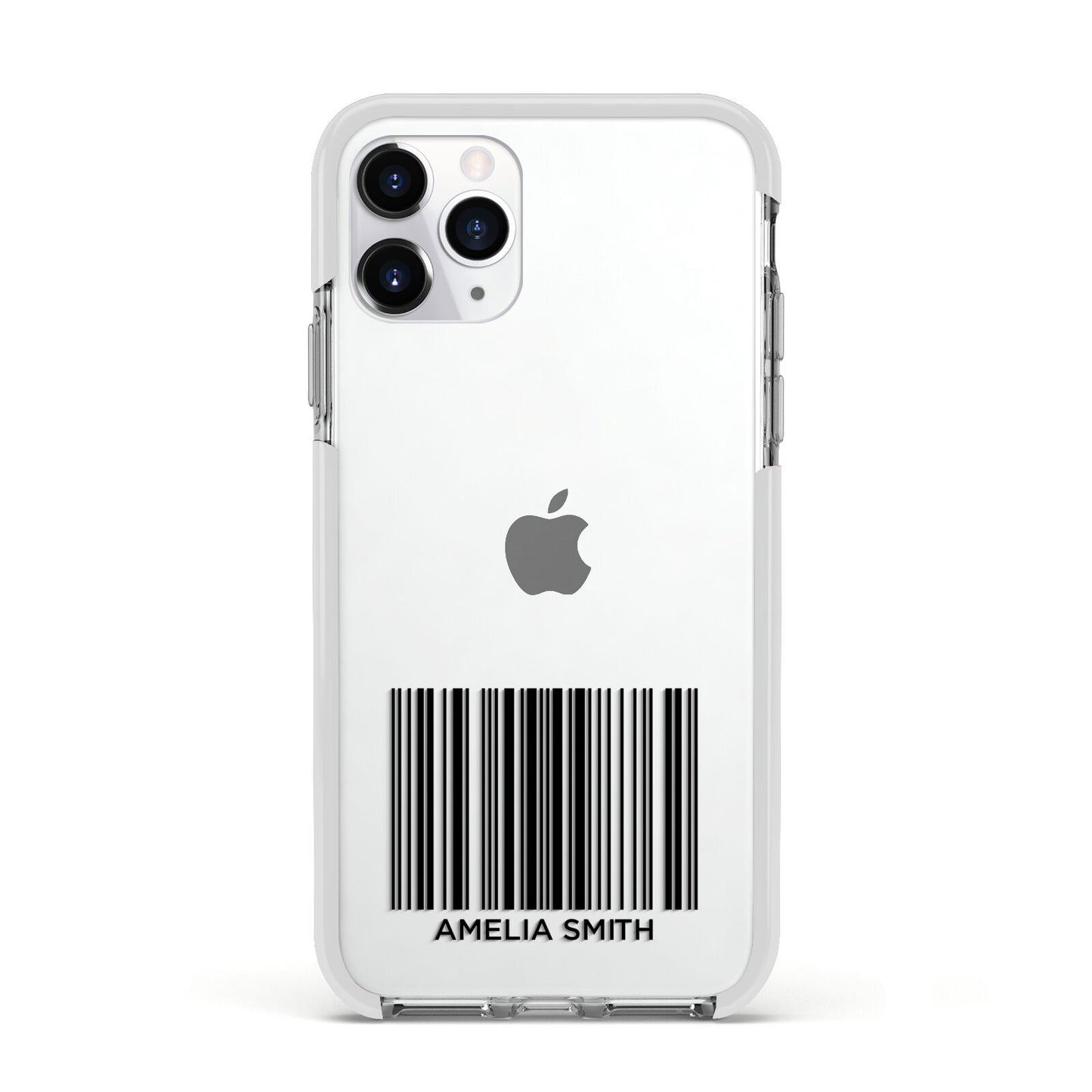 Barcode with Text Apple iPhone 11 Pro in Silver with White Impact Case