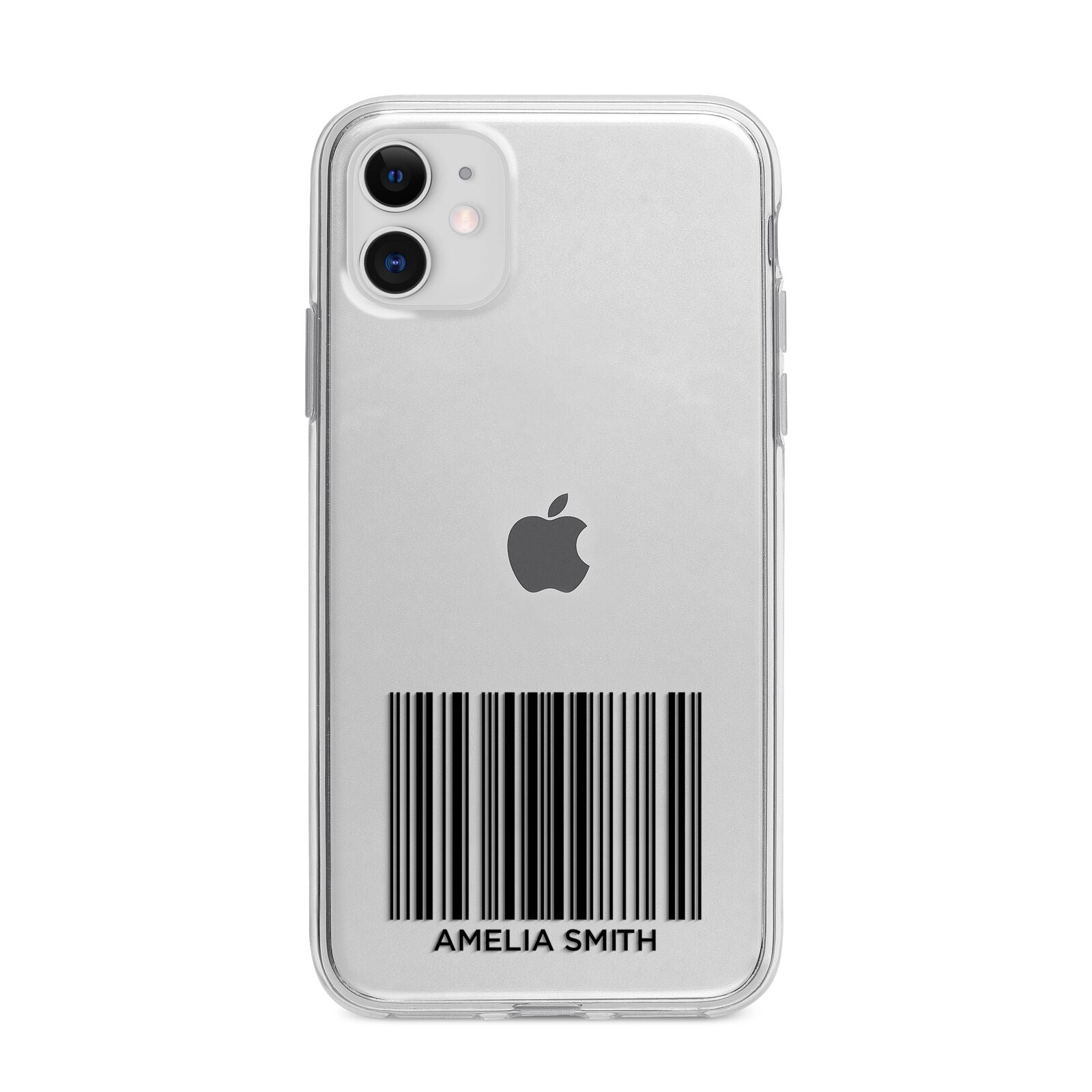 Barcode with Text Apple iPhone 11 in White with Bumper Case