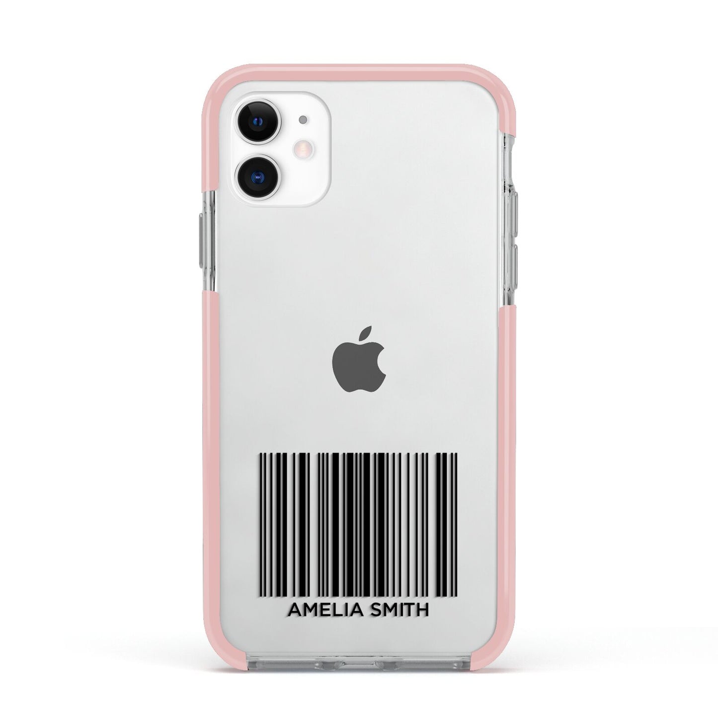 Barcode with Text Apple iPhone 11 in White with Pink Impact Case