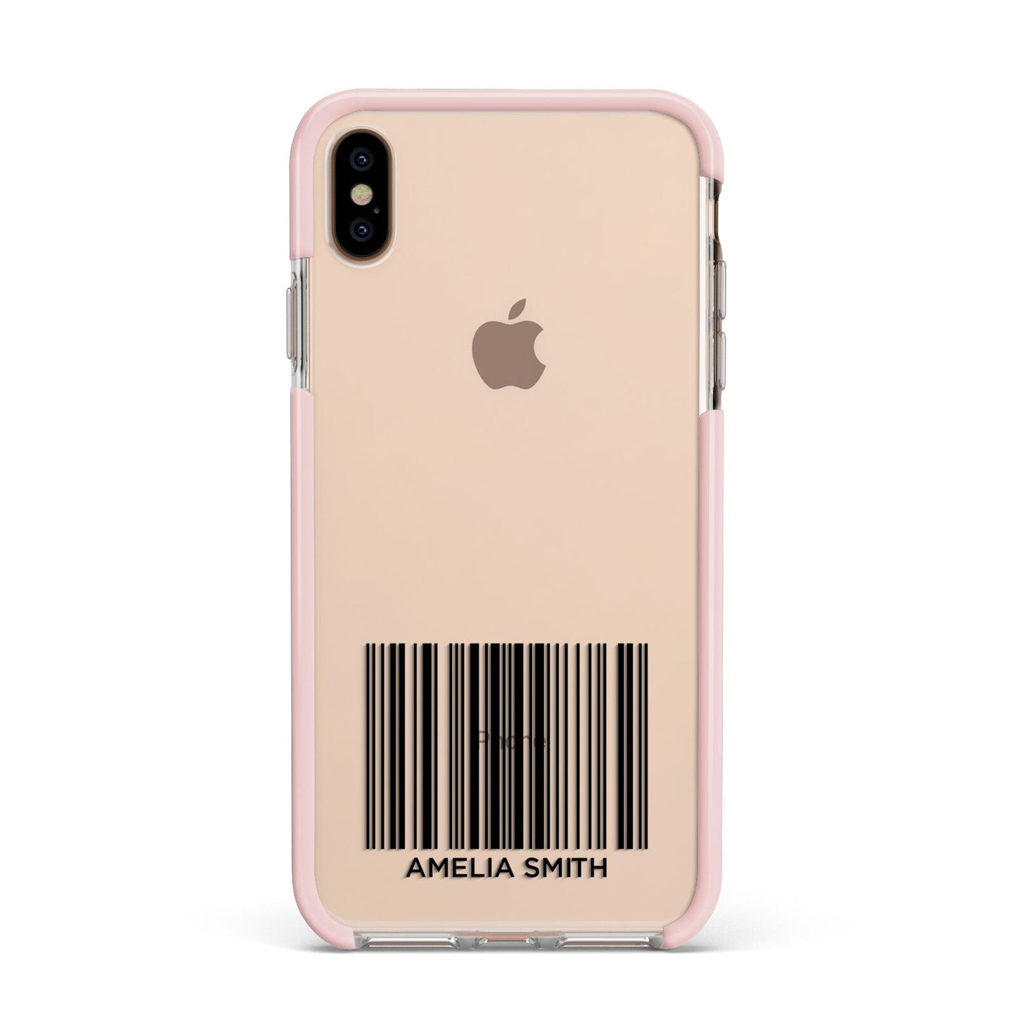Barcode with Text Apple iPhone Xs Max Impact Case Pink Edge on Gold Phone