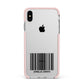 Barcode with Text Apple iPhone Xs Max Impact Case Pink Edge on Silver Phone