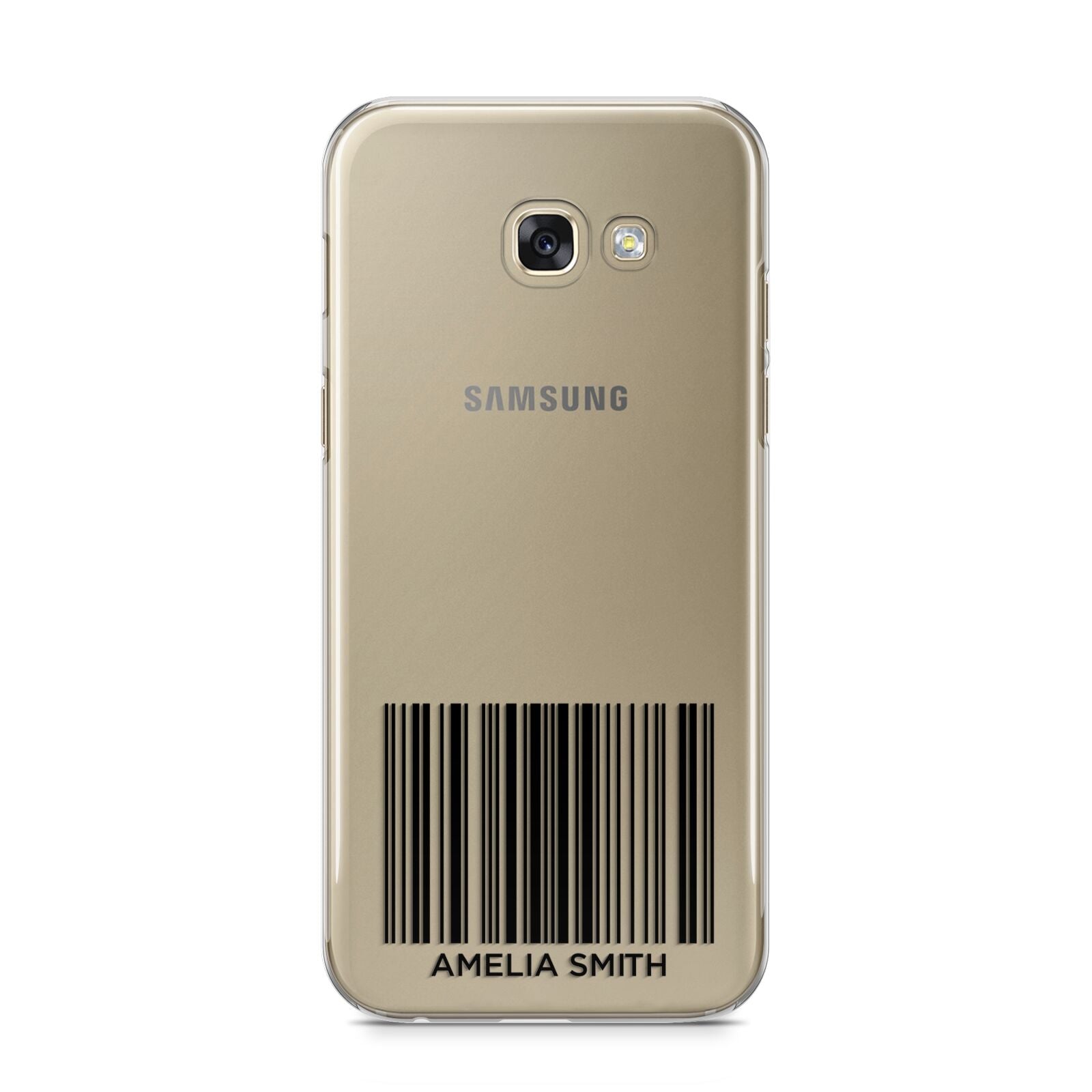 Barcode with Text Samsung Galaxy A5 2017 Case on gold phone