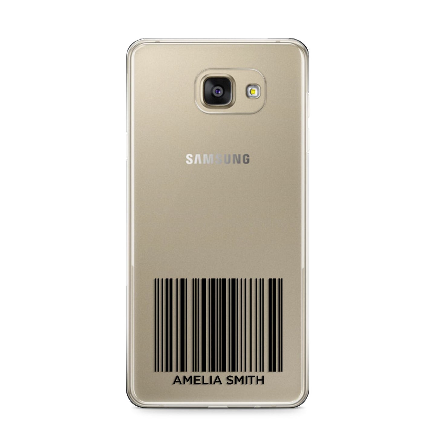 Barcode with Text Samsung Galaxy A9 2016 Case on gold phone