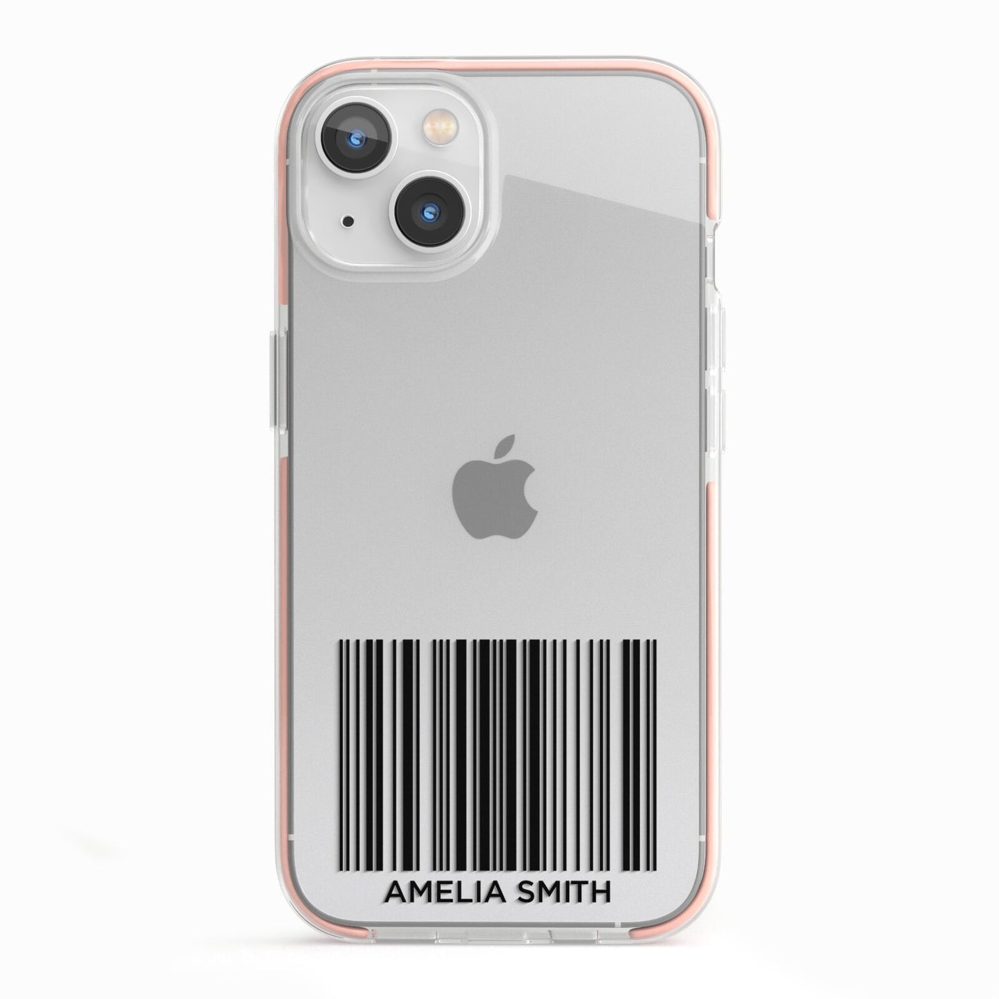 Barcode with Text iPhone 13 TPU Impact Case with Pink Edges