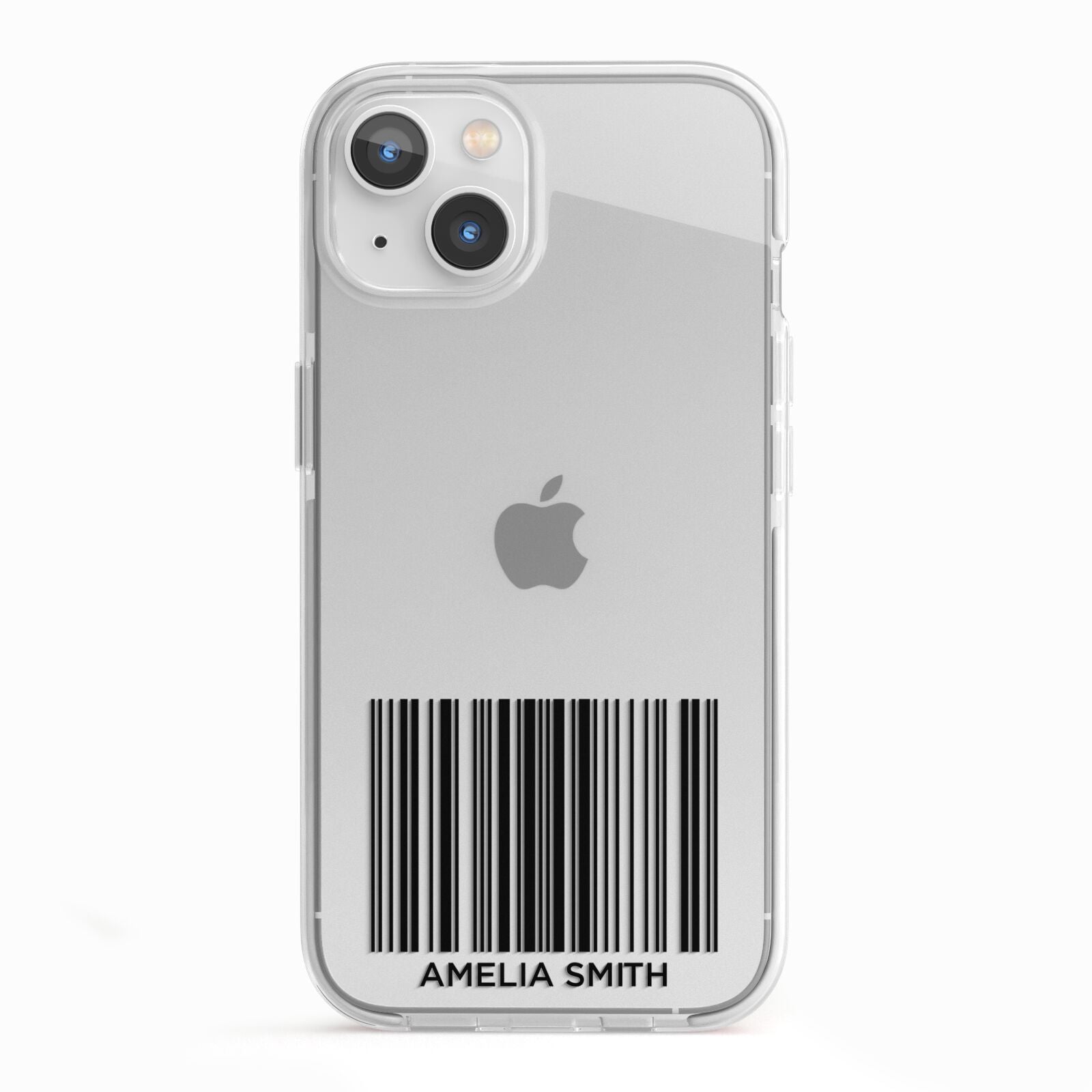 Barcode with Text iPhone 13 TPU Impact Case with White Edges