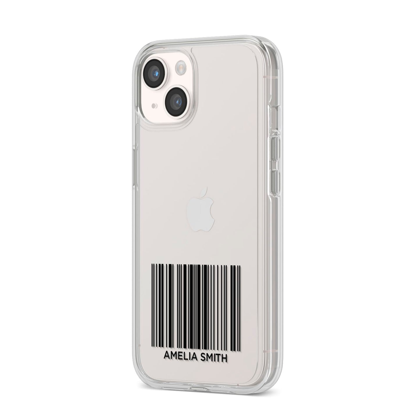 Barcode with Text iPhone 14 Clear Tough Case Starlight Angled Image