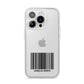 Barcode with Text iPhone 14 Pro Clear Tough Case Silver