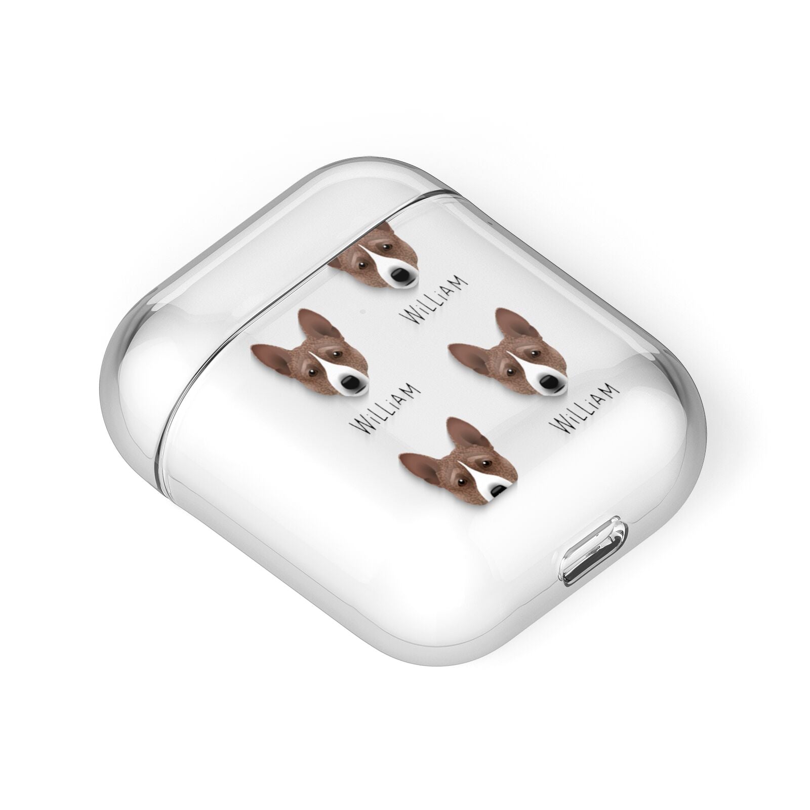 Basenji Icon with Name AirPods Case Laid Flat