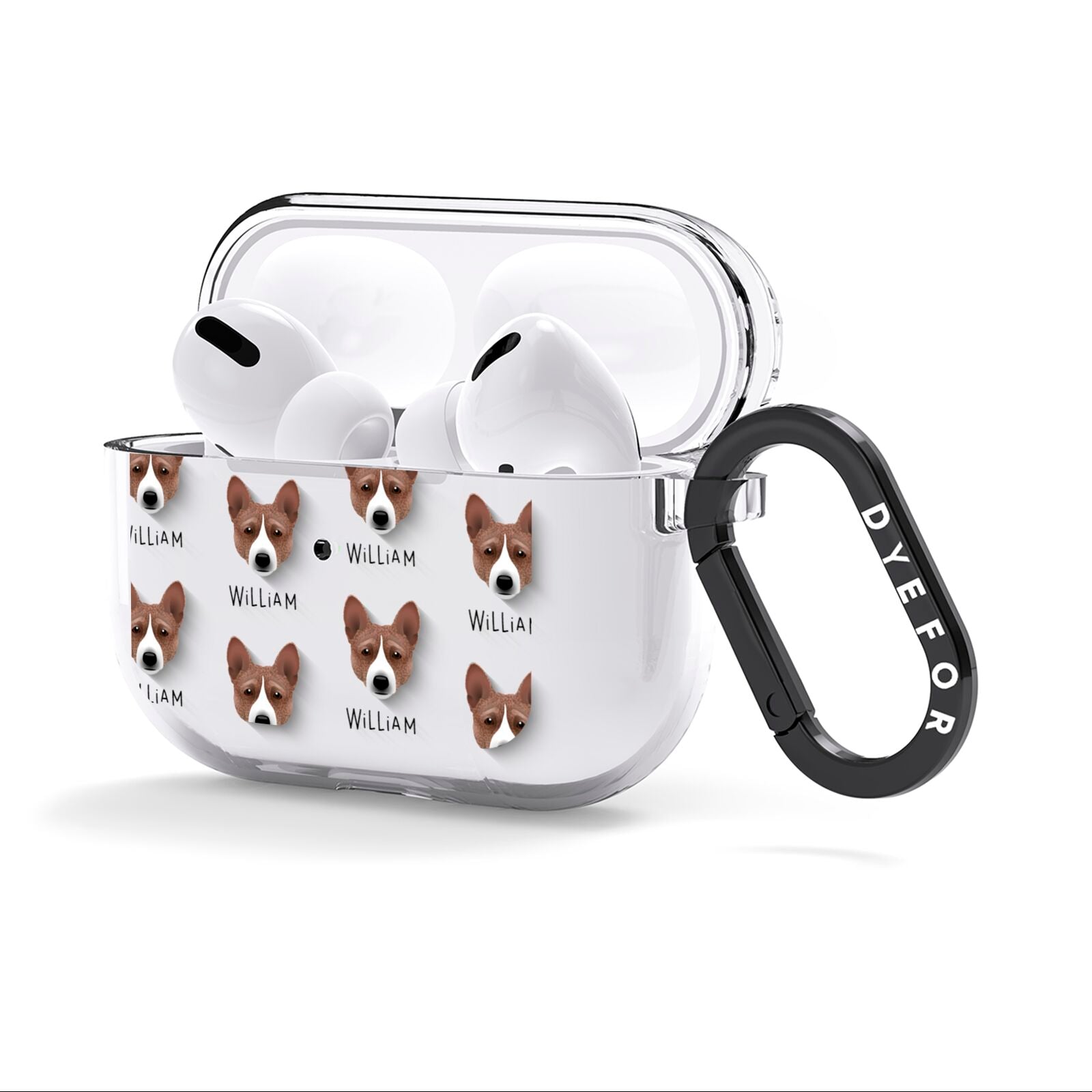 Basenji Icon with Name AirPods Clear Case 3rd Gen Side Image