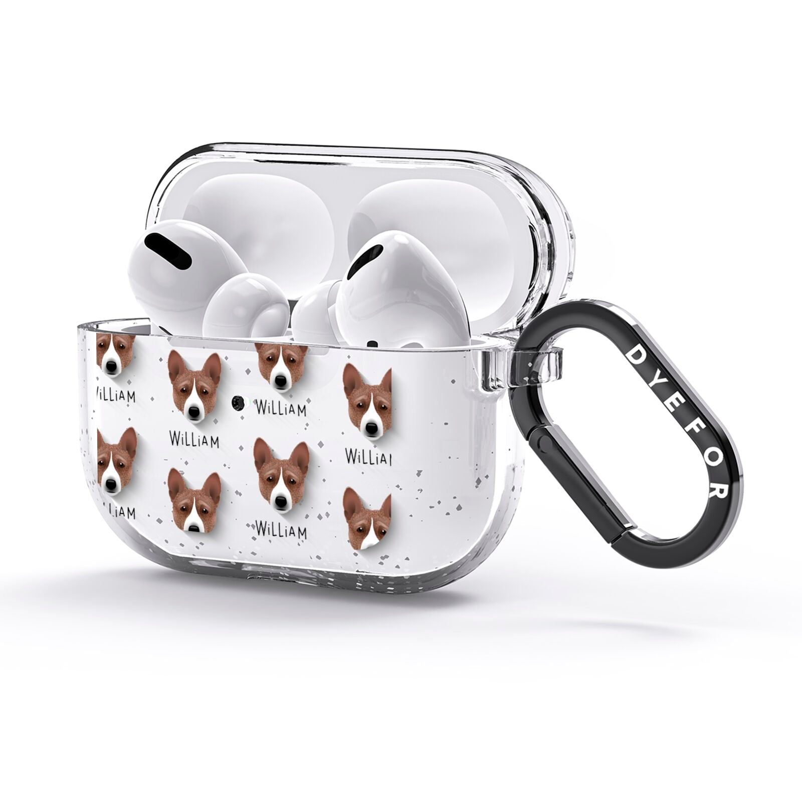 Basenji Icon with Name AirPods Glitter Case 3rd Gen Side Image