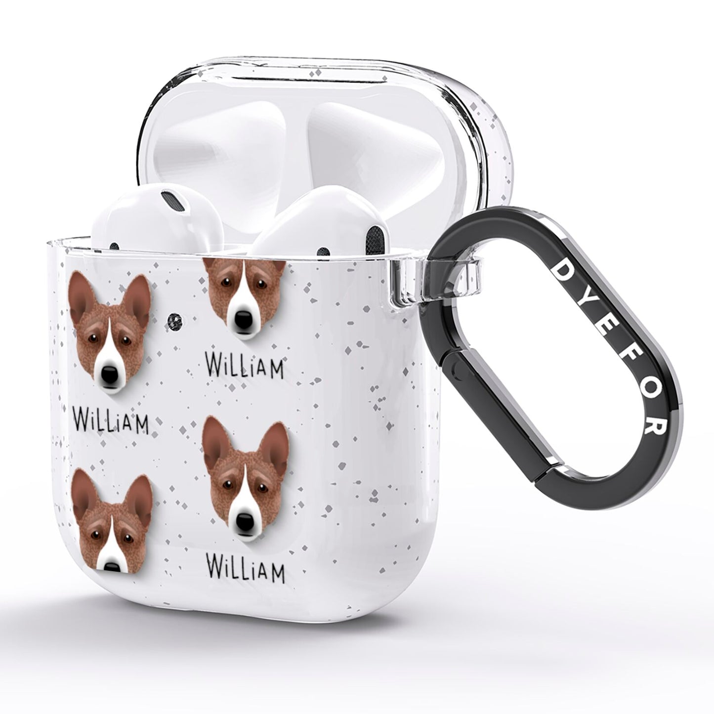Basenji Icon with Name AirPods Glitter Case Side Image