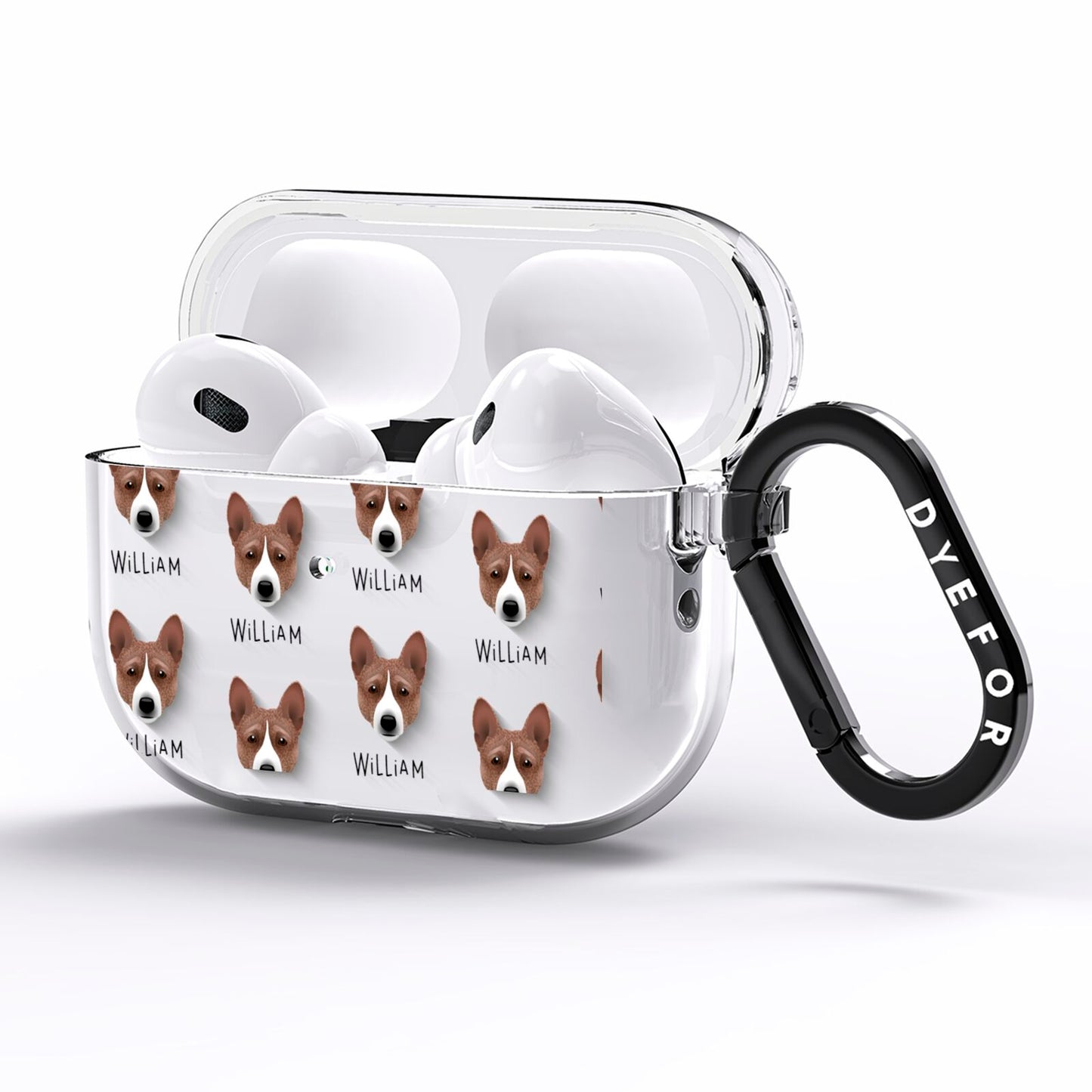 Basenji Icon with Name AirPods Pro Clear Case Side Image