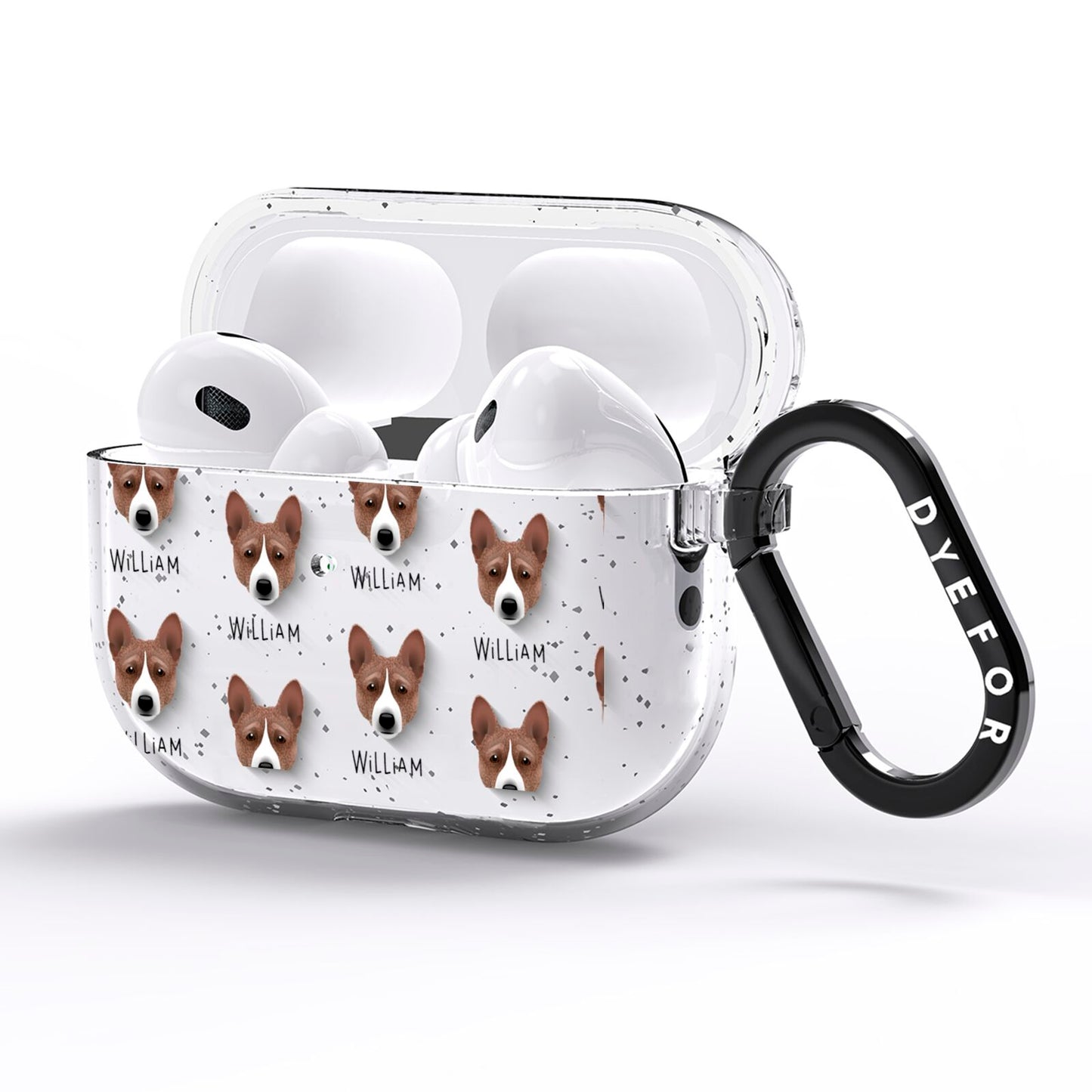 Basenji Icon with Name AirPods Pro Glitter Case Side Image