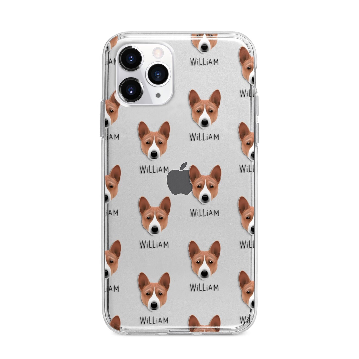Basenji Icon with Name Apple iPhone 11 Pro Max in Silver with Bumper Case