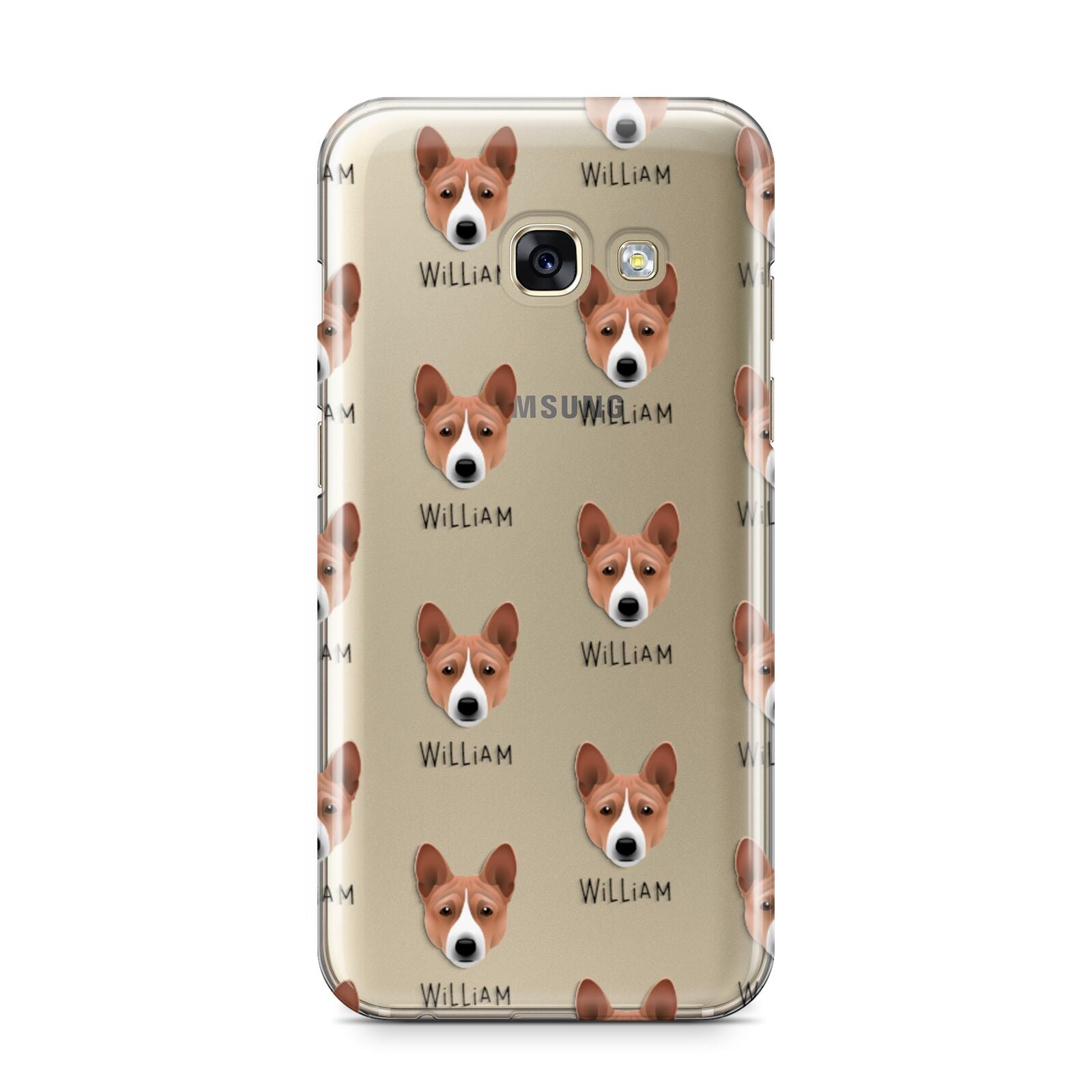 Basenji Icon with Name Samsung Galaxy A3 2017 Case on gold phone