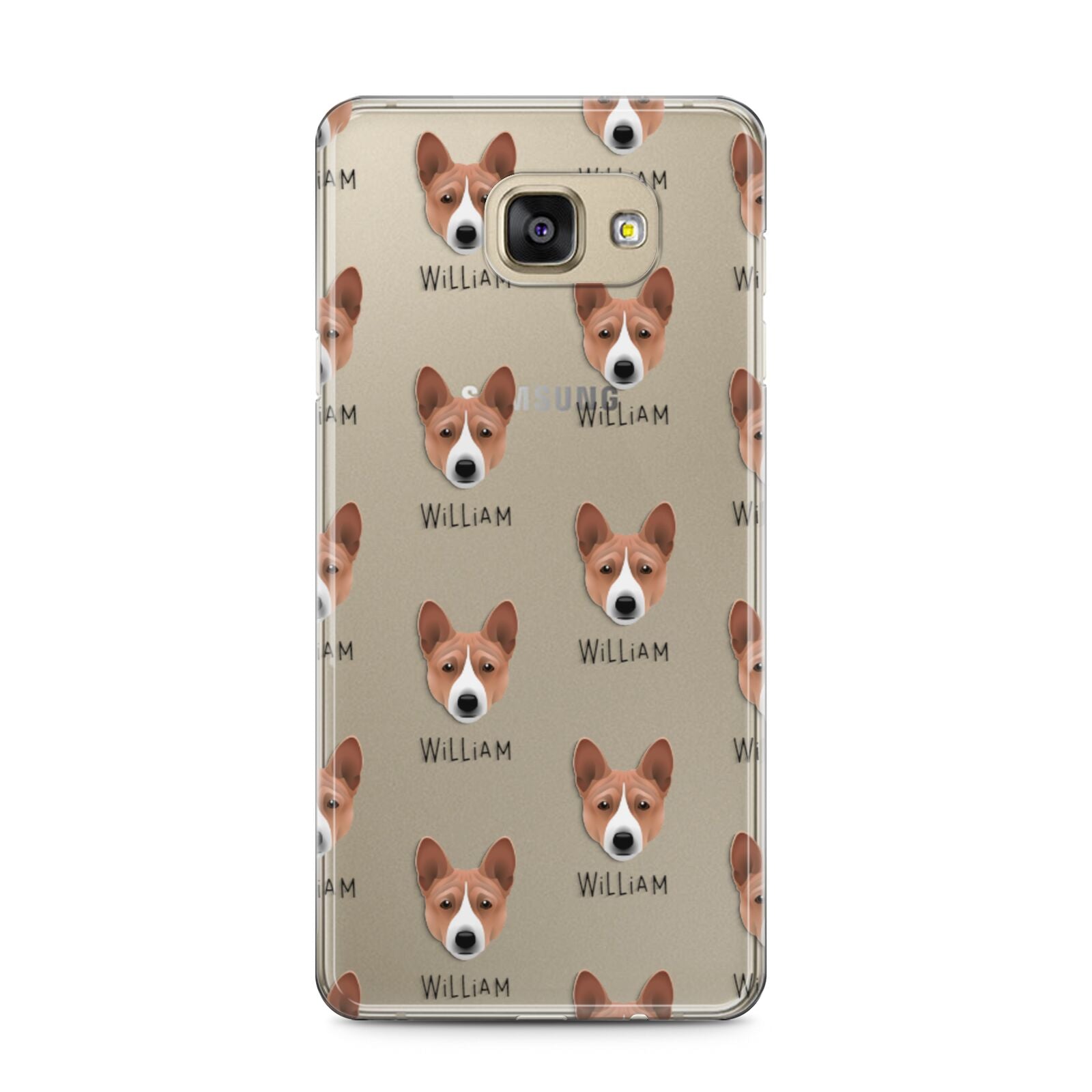 Basenji Icon with Name Samsung Galaxy A5 2016 Case on gold phone