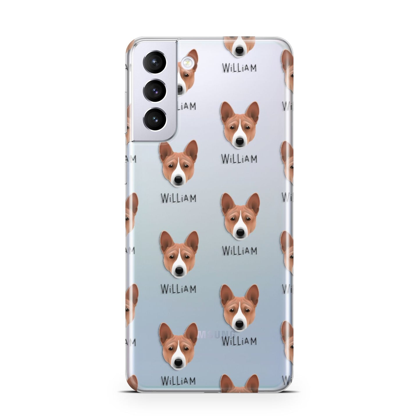Basenji Icon with Name Samsung S21 Plus Phone Case