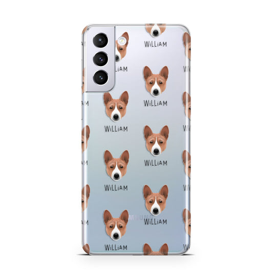Basenji Icon with Name Samsung S21 Plus Phone Case