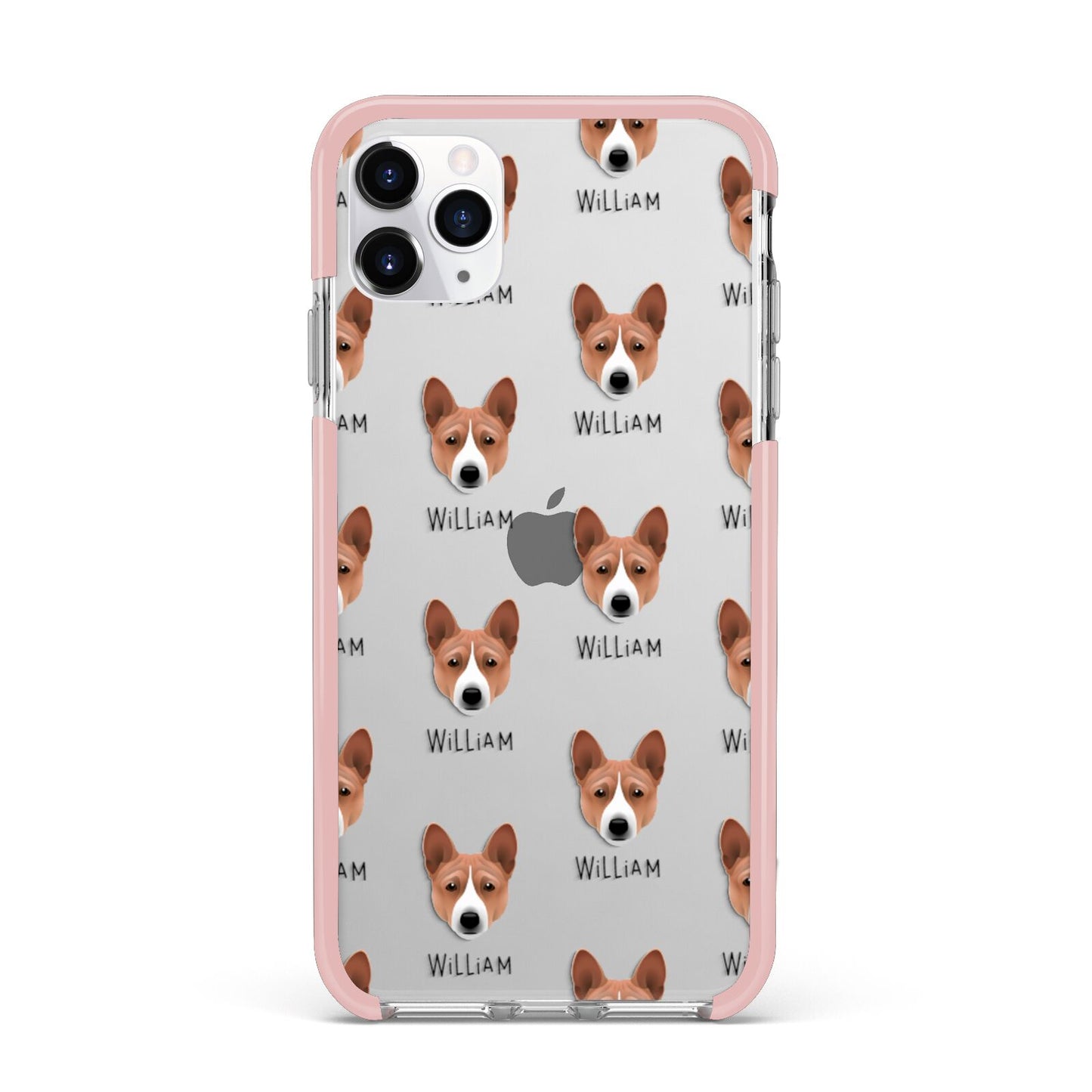 Basenji Icon with Name iPhone 11 Pro Max Impact Pink Edge Case
