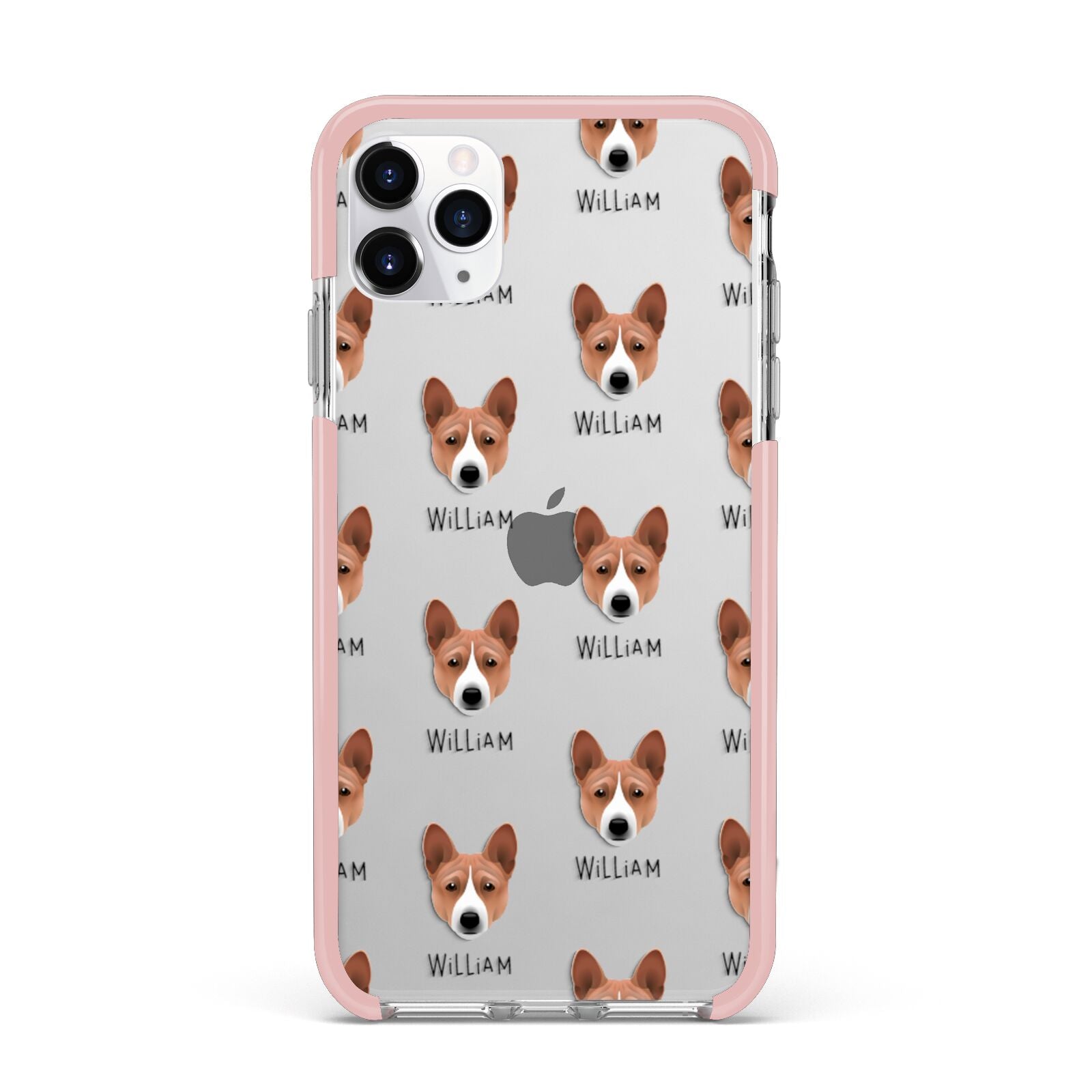 Basenji Icon with Name iPhone 11 Pro Max Impact Pink Edge Case